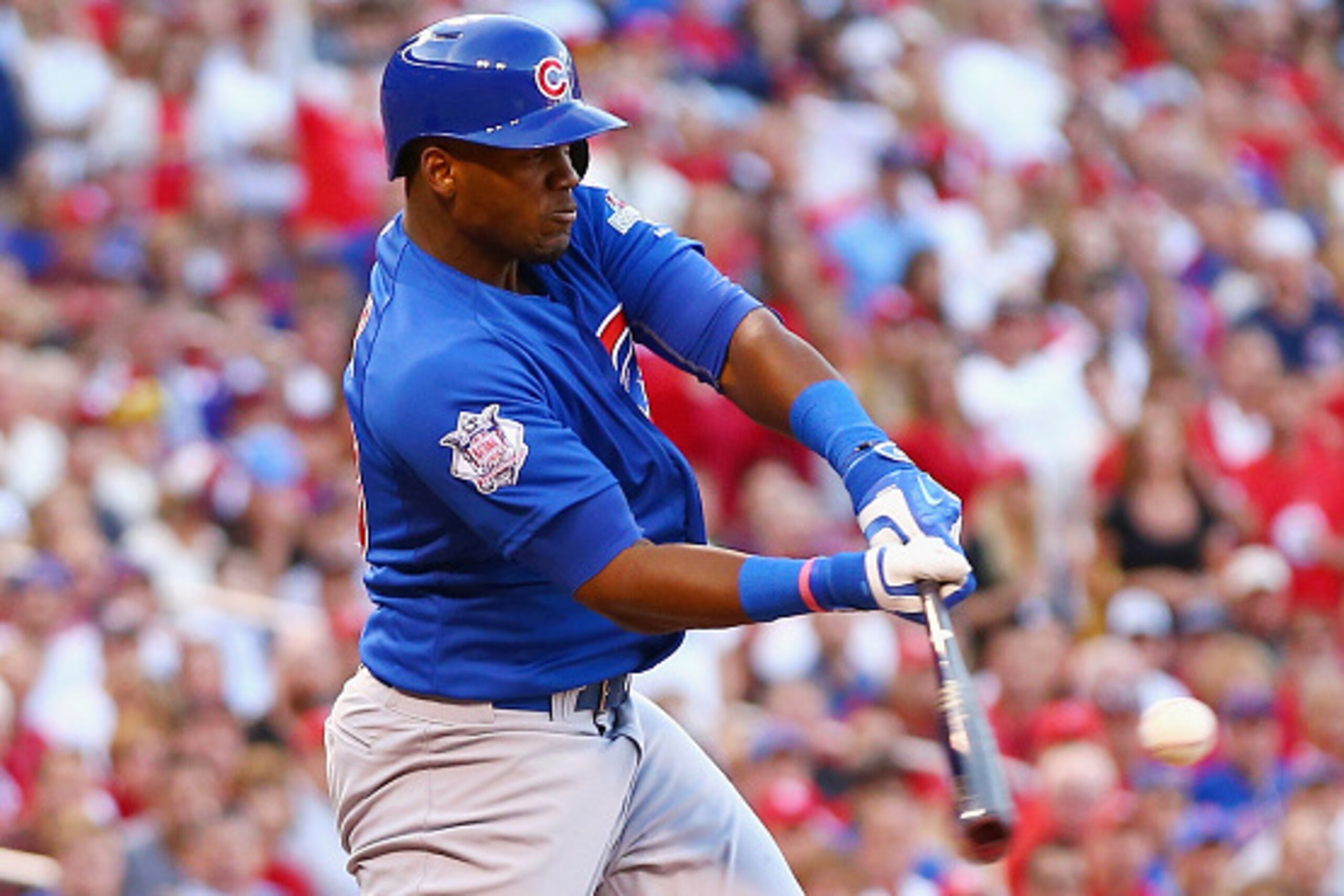 ST LOUIS, MO - OCTOBER 10: Jorge Soler #68 of the Chicago Cubs hits a two-run home run in the second inning against the St. Louis Cardinals during game two of the National League Division Series at Busch Stadium on October 10, 2015 in St Louis, Missouri. ST LOUIS, MO - OCTOBER 10: Jorge Soler #68 of the Chicago Cubs hits a two-run home run in the second inning against the St. Louis Cardinals during game two of the National League Division Series at Busch Stadium on October 10, 2015 in St Louis, Missouri.