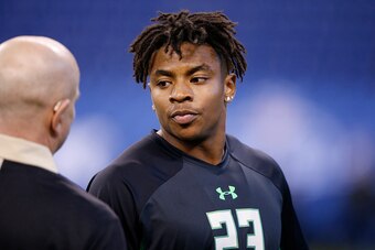 INDIANAPOLIS, IN - FEBRUARY 29: Defensive back Vernon Hargreaves of Florida looks on during the 2016 NFL Scouting Combine at Lucas Oil Stadium on February 29, 2016 in Indianapolis, Indiana. (Photo by Joe Robbins/Getty Images)