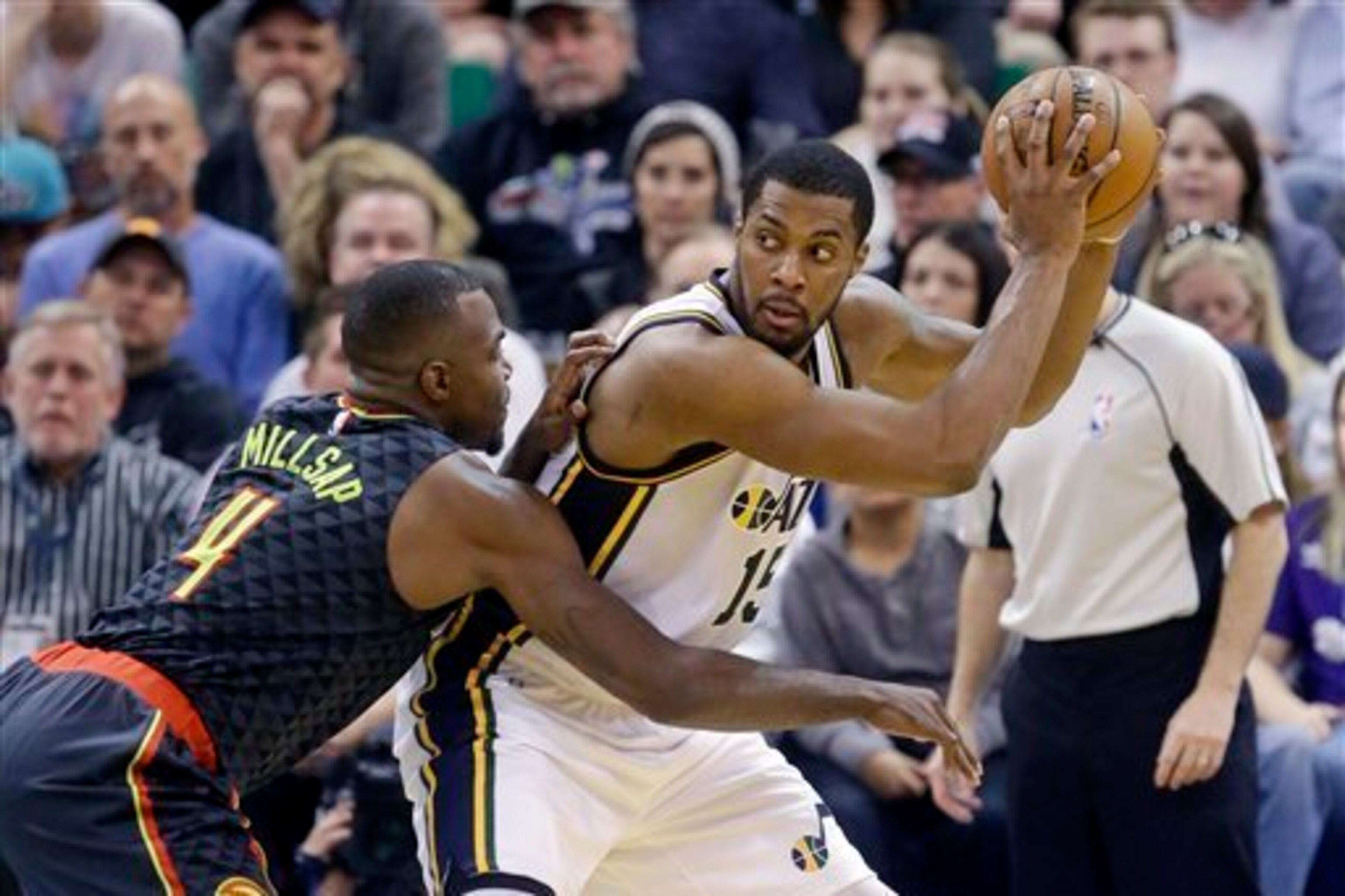 Utah's Derrick Favors would be a difficult first-round matchup for the Warriors' Draymond Green.