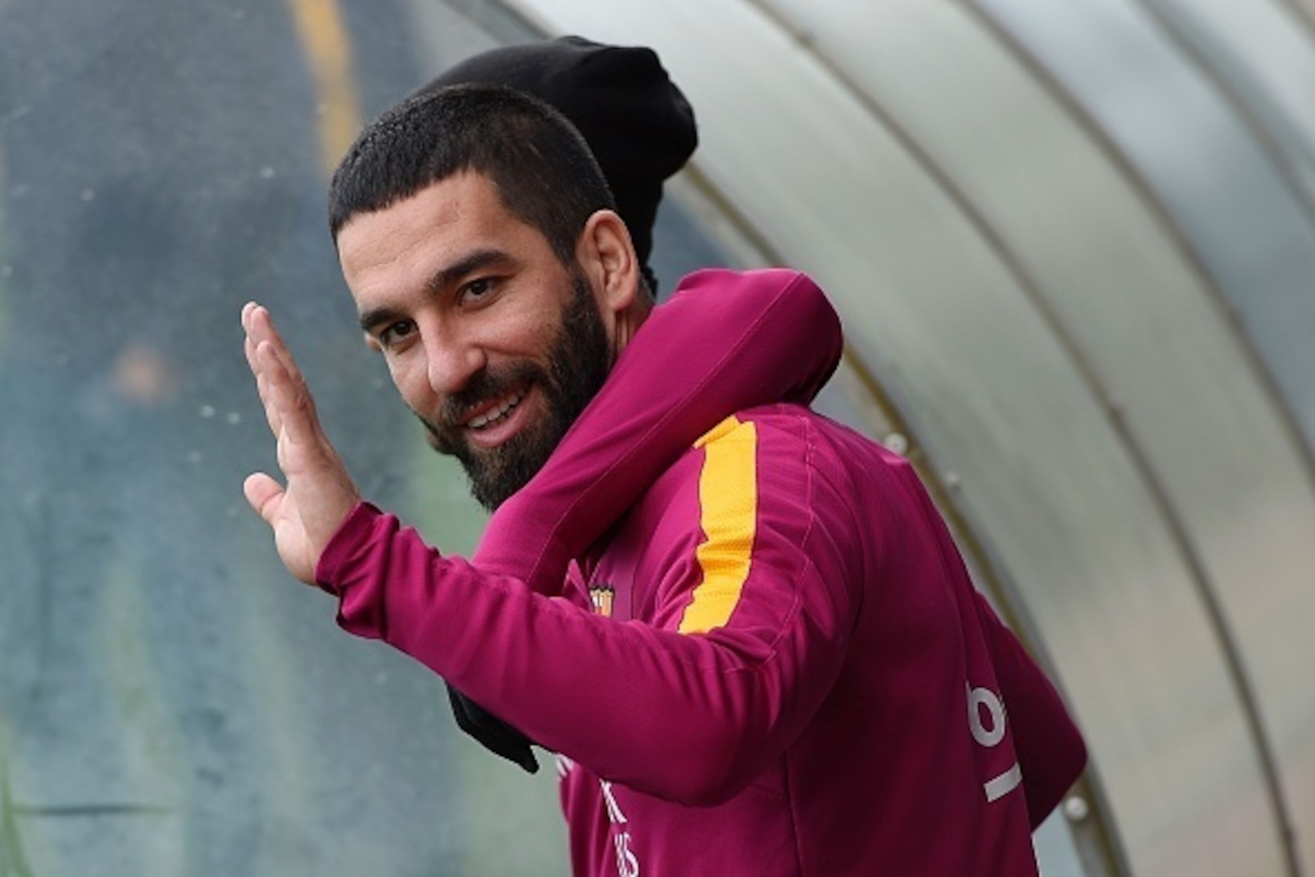 Barcelona's Turkish forward Arda Turan arrives for a training session at the Sports Center FC Barcelona Joan Gamper in Sant Joan Despi, near Barcelona on April 1, 2016 on the eve their Spanish League Clasico football match FC Barcelona vs Real Madrid. / A