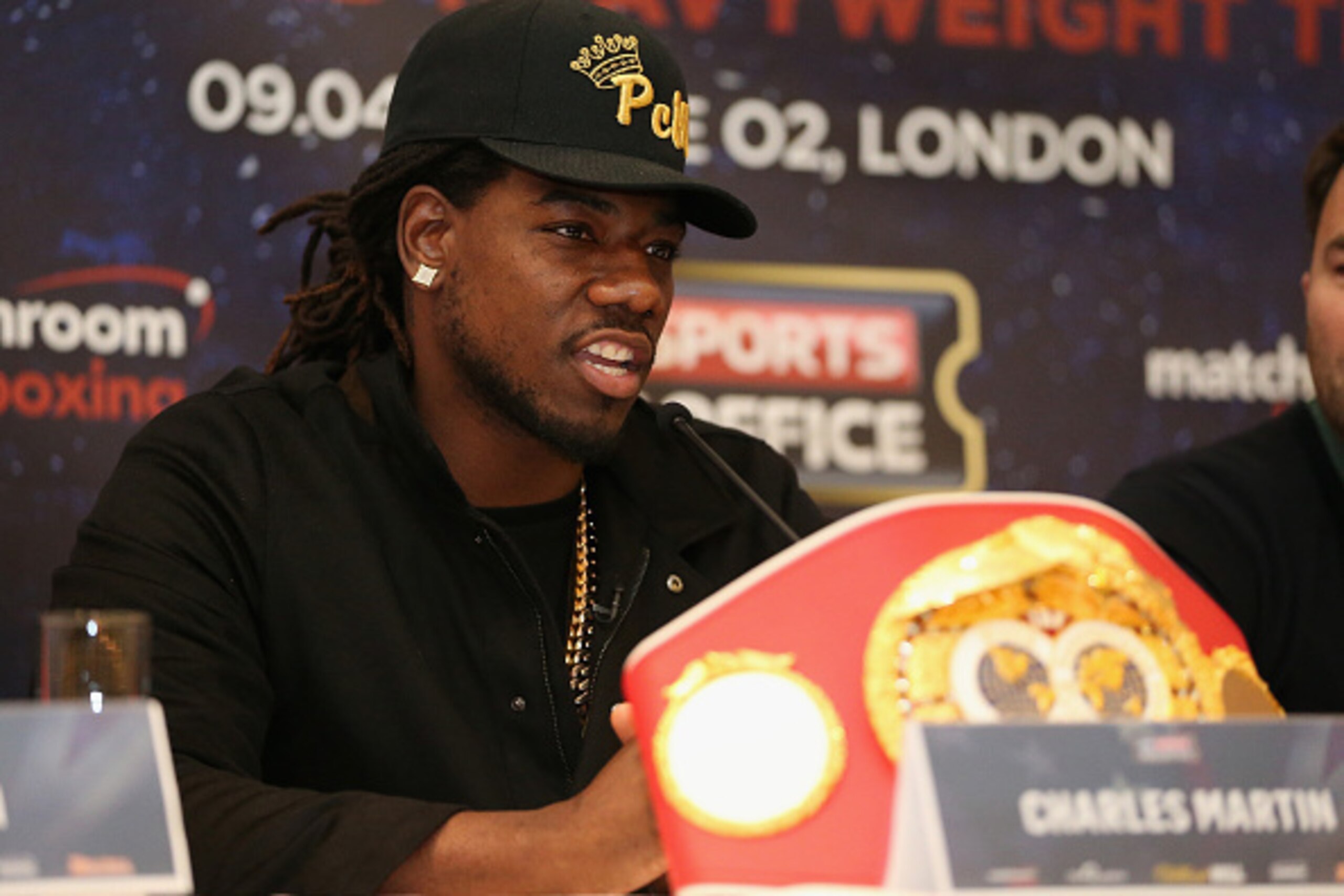 LONDON, ENGLAND - FEBRUARY 19:  Charles Martin talks to the media during the Anthony Joshua and Charles Martin Press Conference at The Dorchester hotel on February 19, 2016 in London, England.  (Photo by Andrew Redington/Getty Images)
