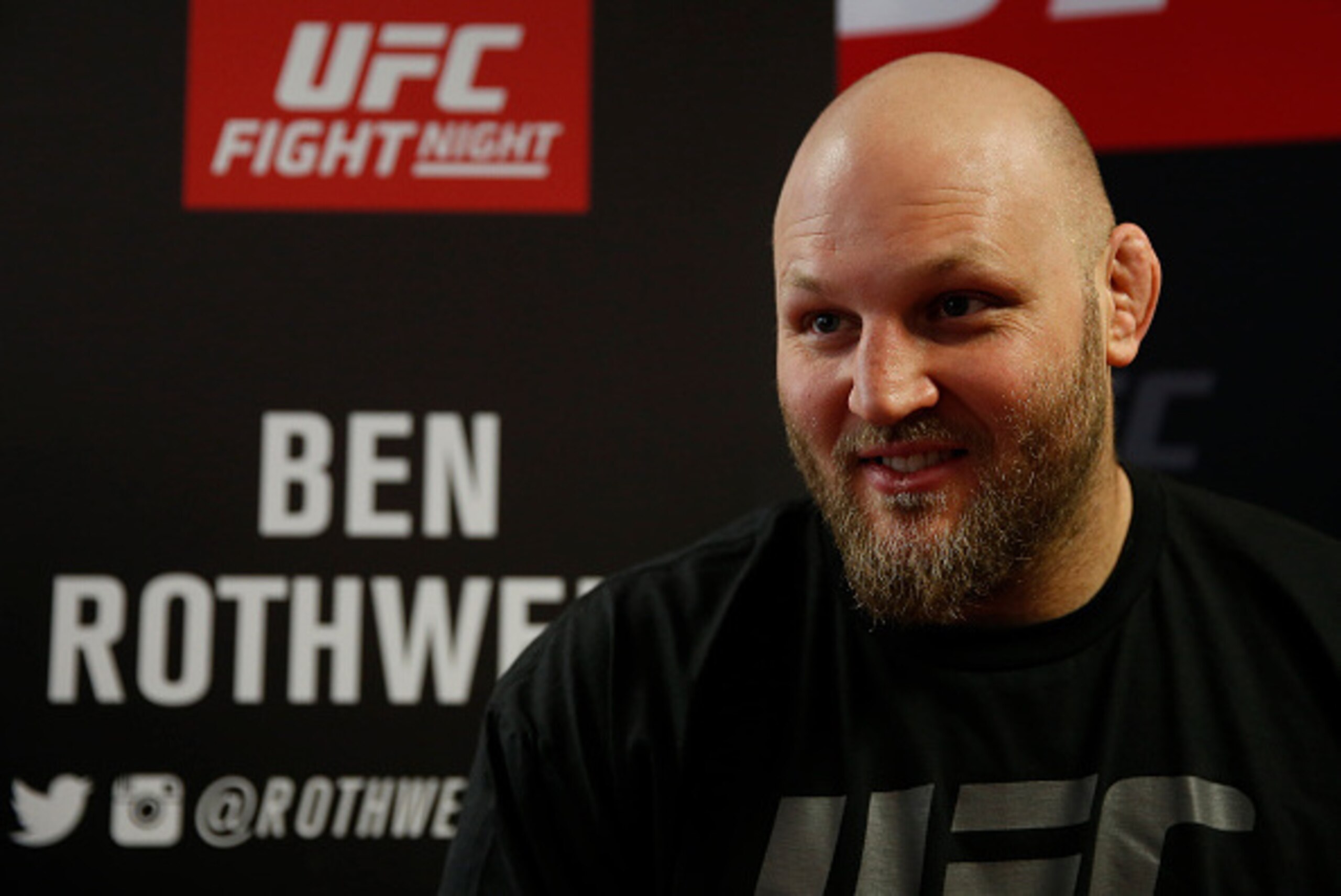 ZAGREB, CROATIA - APRIL 07: Ben Rothwell speaks to the media during the Ultimate Media Day at the Arena Zagreb on April 7, 2016 in Zagreb, Croatia. (Photo by Srdjan Stevanovic/Zuffa LLC/Zuffa LLC via Getty Images) ZAGREB, CROATIA - APRIL 07: Ben Rothwell speaks to the media during the Ultimate Media Day at the Arena Zagreb on April 7, 2016 in Zagreb, Croatia. (Photo by Srdjan Stevanovic/Zuffa LLC/Zuffa LLC via Getty Images)