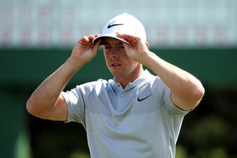 AUGUSTA, GEORGIA - APRIL 08:  Rory McIlroy of Northern Ireland reacts on the 18th hole after the second round of the 2016 Masters Tournament at Augusta National Golf Club on April 8, 2016 in Augusta, Georgia.  (Photo by Andrew Redington/Getty Images)