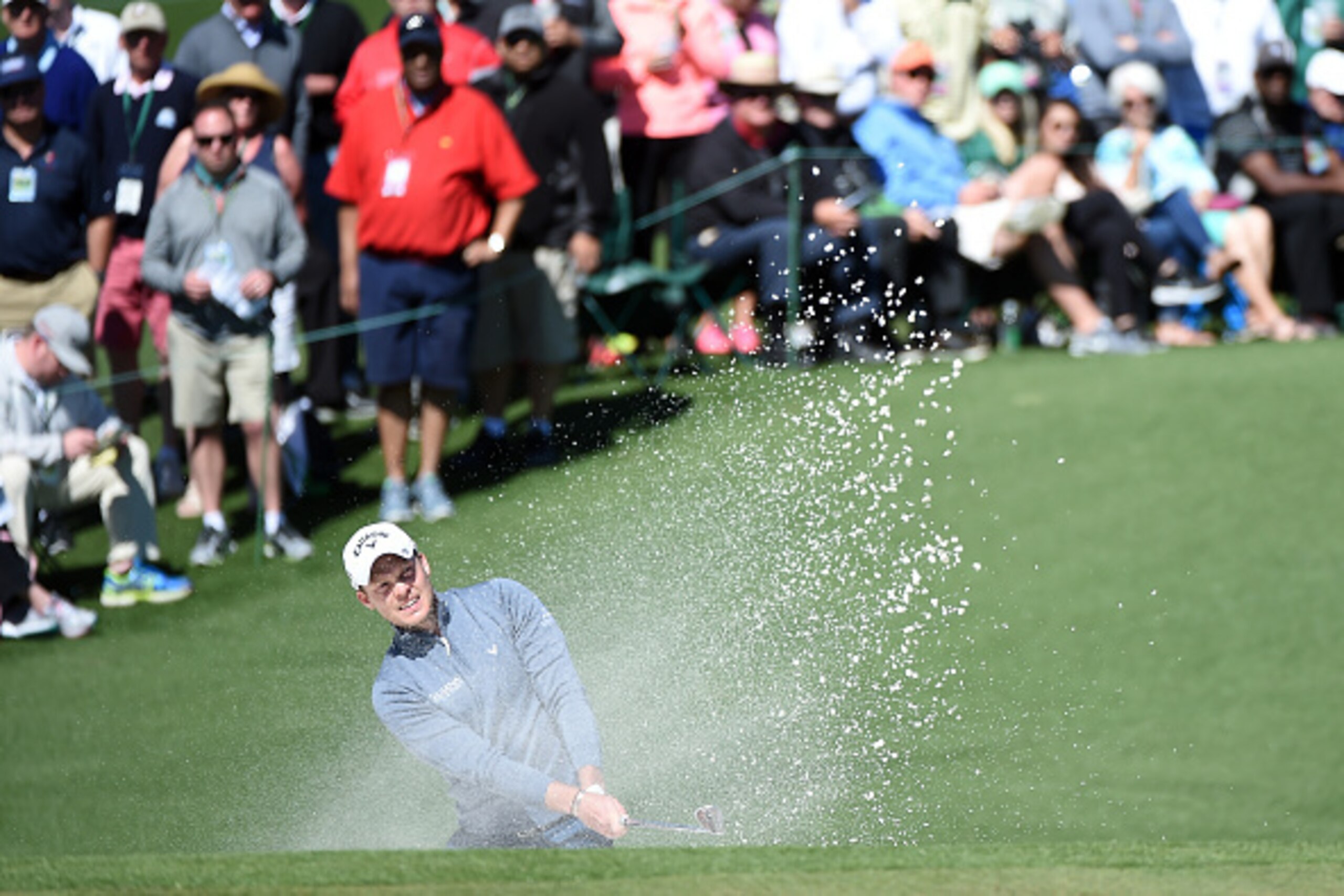 AUGUSTA, GEORGIA - APRIL 08:  Danny Willett of England plays a shot from a bunker on the second hole during the second round of the 2016 Masters Tournament at Augusta National Golf Club on April 8, 2016 in Augusta, Georgia.  (Photo by Harry How/Getty Imag