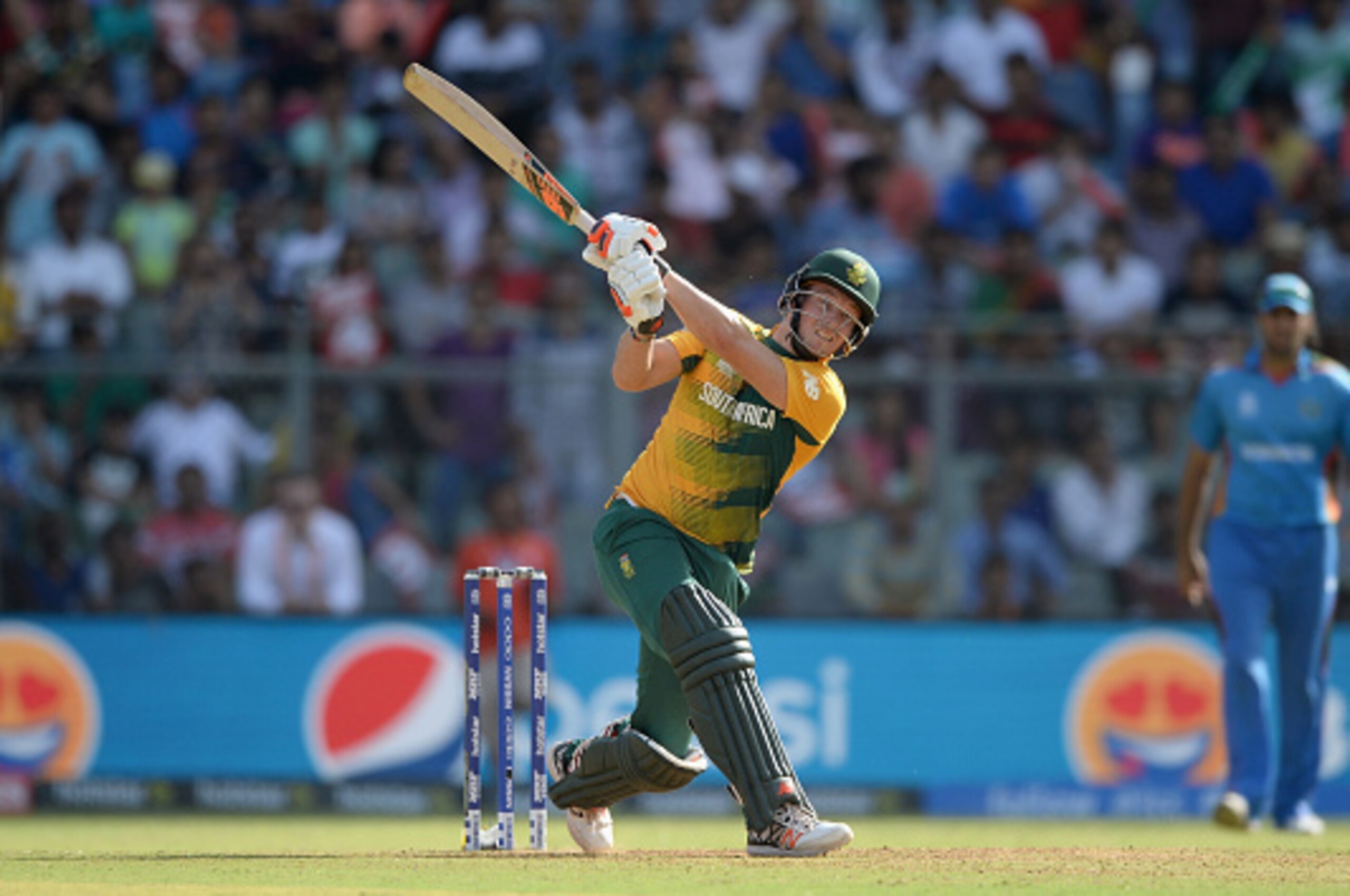 MUMBAI, INDIA - MARCH 20:  David Miller of South Africa bats during the ICC World Twenty20 India 2016 Super 10s Group 1 match between South Africa and Afghanistan at Wankhede Stadium on March 20, 2016 in Mumbai, India.  (Photo by Gareth Copley/Getty Image