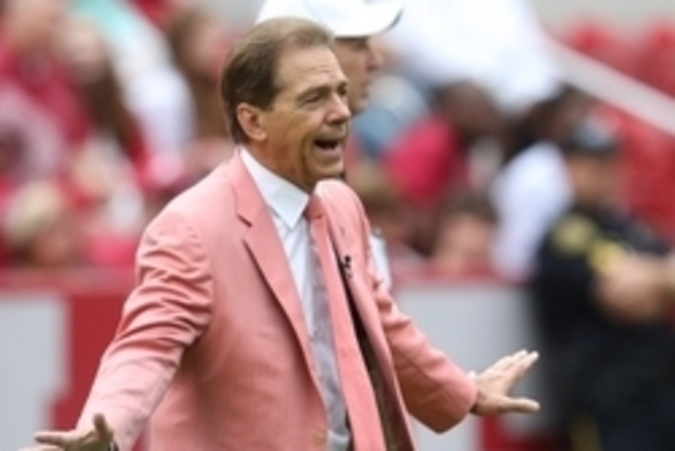 Apr 18, 2015; Tuscaloosa, AL, USA; Alabama Crimson Tide head coach Nick Saban during the A-day game at Bryant Denny Stadium. Mandatory Credit: Marvin Gentry-USA TODAY Sports