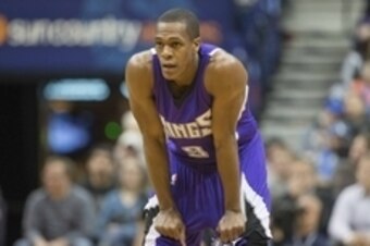 Mar 23, 2016; Minneapolis, MN, USA; Sacramento Kings guard Rajon Rondo (9) looks on during the first half against the Minnesota Timberwolves at Target Center. Mandatory Credit: Jesse Johnson-USA TODAY Sports