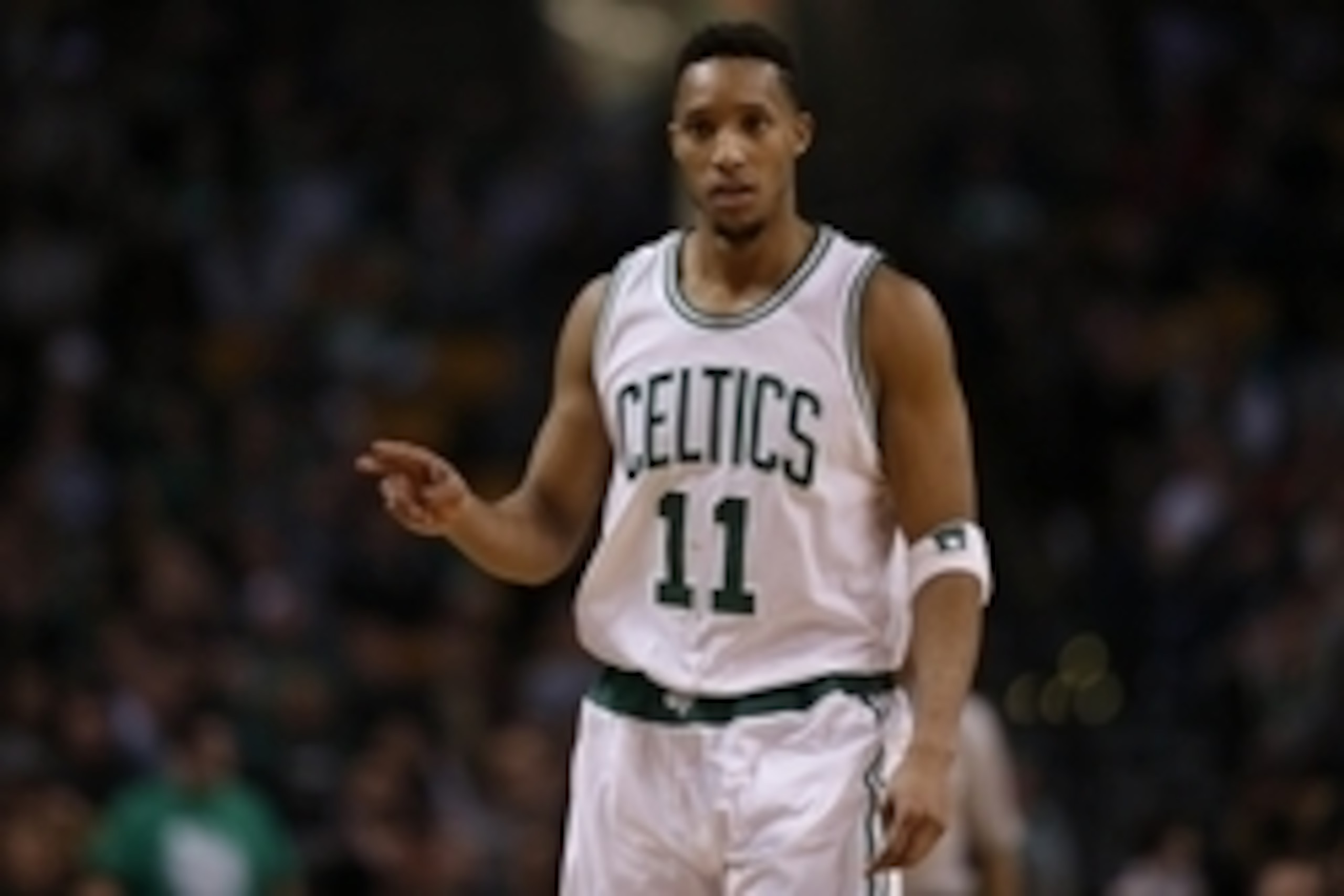 Mar 21, 2016; Boston, MA, USA; Boston Celtics guard Evan Turner (11) reacts during the fourth quarter against the Orlando Magic at TD Garden.  The Boston Celtics won 107-96.  Mandatory Credit: Greg M. Cooper-USA TODAY Sports