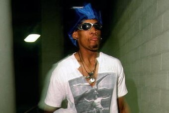 CHICAGO - JUNE 16:  Dennis Rodman #91 of the Chicago Bulls arrives at the arena before playing against the Seattle SuperSonics in Game Six of the 1996 NBA Finals at the United Center on June 16, 1996 in Chicago Iillinois.  The Bulls won 87-75. NOTE TO USE