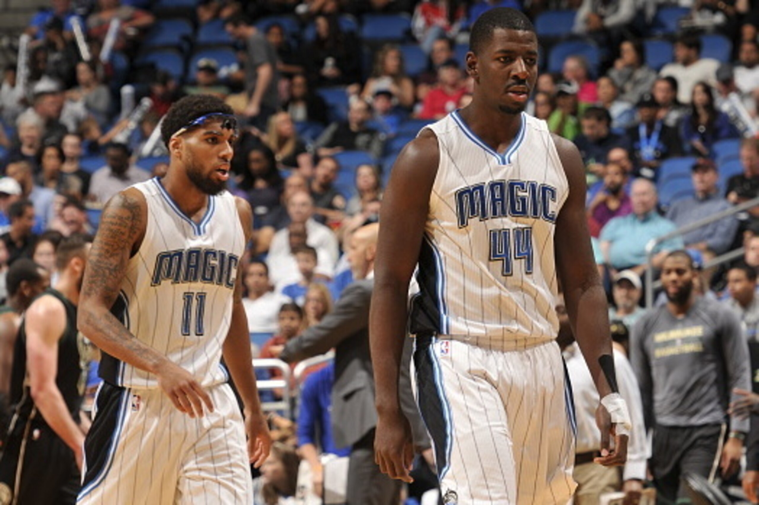 ORLANDO, FL  - APRIL 11: Andrew Nicholson #44 of the Orlando Magic during the game against the Milwaukee Bucks on April 11, 2016 at Amway Center in Orlando, Florida. NOTE TO USER: User expressly acknowledges and agrees that, by downloading and or using th