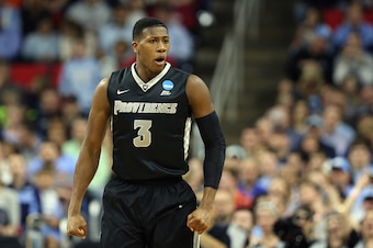 RALEIGH, NC - MARCH 19:  Kris Dunn #3 of the Providence Friars reacts in the first half against the North Carolina Tar Heels during the second round of the 2016 NCAA Men's Basketball Tournament at PNC Arena on March 19, 2016 in Raleigh, North Carolina.  (