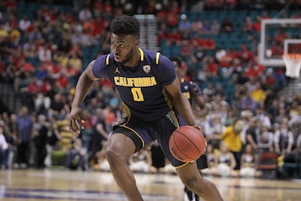 LAS VEGAS, NV - MARCH 11:  Jaylen Brown #0 of the California Golden Bears handles the ball against the Utah Utes during a semifinal game of the NCAA Pac-12 Basketball Tournament at MGM Grand Garden Arena on March 11, 2016 in Las Vegas, Nevada.  (Photo by 