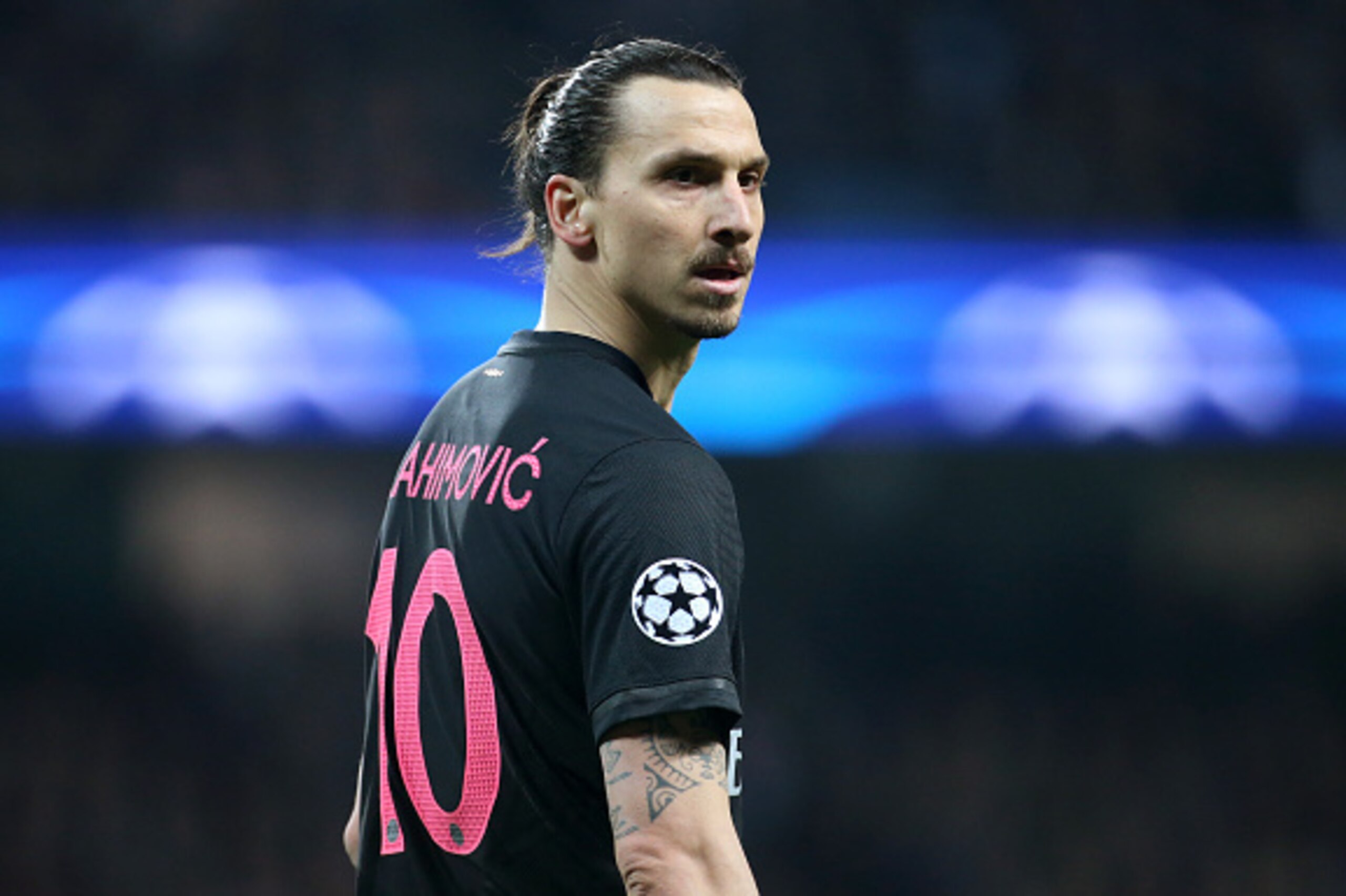 MANCHESTER, ENGLAND - APRIL 12: Zlatan Ibrahimovic of PSG looks on during the UEFA Champions League quarter final second leg match between Manchester City and Paris Saint-Germain (PSG) at Etihad Stadium on April 12, 2016 in Manchester, United Kingdom. (Ph