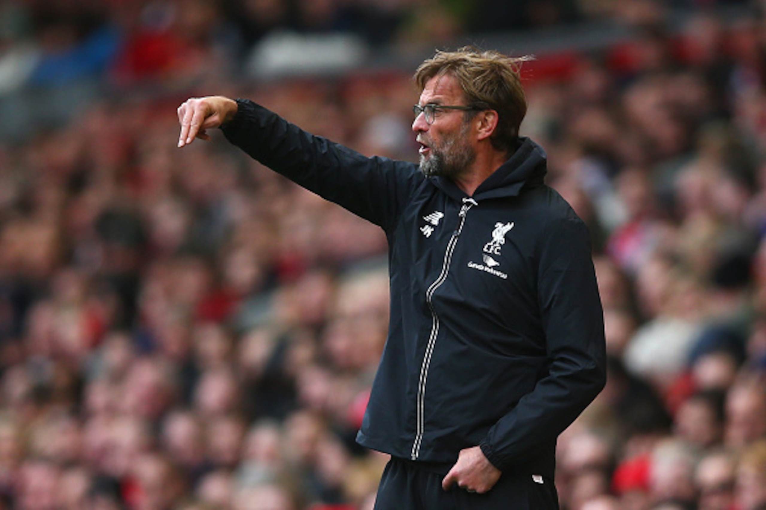 LIVERPOOL, UNITED KINGDOM - APRIL 10:  Jurgen Klopp manager of Liverpool gives instructions during the Barclays Premier League match between Liverpool and Stoke City at Anfield on April 10, 2016 in Liverpool, England.  (Photo by Clive Brunskill/Getty Imag