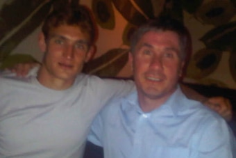 The real Peter Conning, right, with Croatian player Nikica Jelavic.