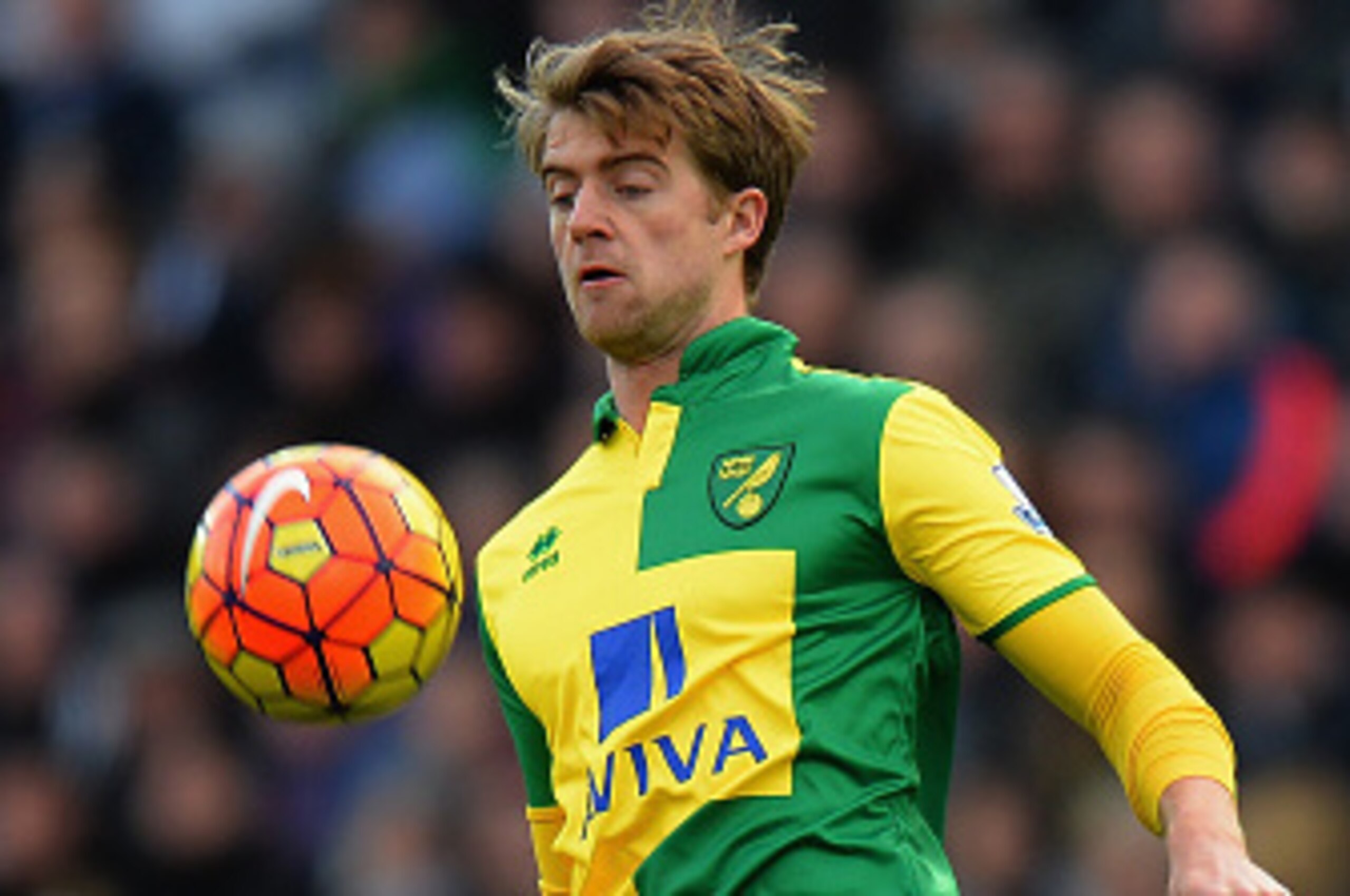 SWANSEA, WALES - MARCH 05: Patrick Bamford of  Norwich City during the Barclays Premier League match between Swansea City and Norwich City at Liberty Stadium on March 5, 2016 in Swansea, Wales.  (Photo by Tony Marshall/Getty Images)