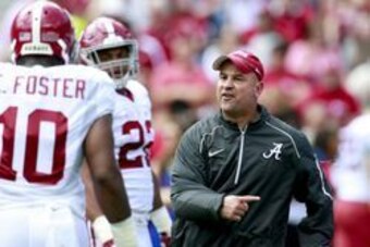 Apr 16, 2016; Tuscaloosa, AL, USA; Alabama Crimson Tide defensive coordinator Jeremy Pruitt during the annual A-day game at Bryant-Denny Stadium. Mandatory Credit: Marvin Gentry-USA TODAY Sports