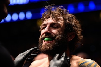 TAMPA, FL - APRIL 16:   Michael Chiesa prepares to enter the Octagon before facing Beneil Dariush in their lightweight bout during the UFC Fight Night event at Amalie Arena on April 16, 2016 in Tampa, Florida. (Photo by Jeff Bottari/Zuffa LLC/Zuffa LLC vi