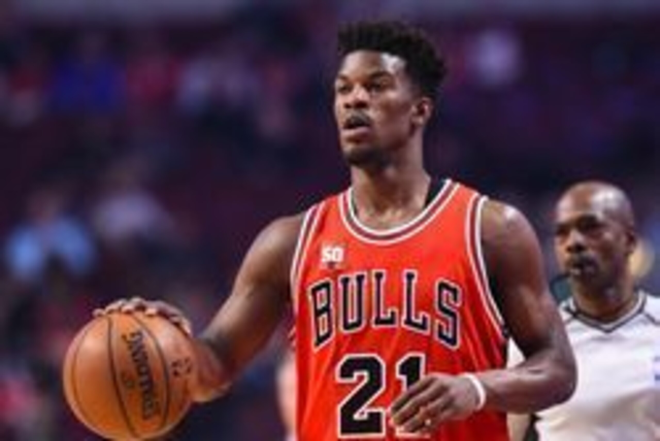 Apr 13, 2016; Chicago, IL, USA; Chicago Bulls guard Jimmy Butler (21) dribbles the ball against the Philadelphia 76ers during the first quarter at the United Center. Mandatory Credit: Mike DiNovo-USA TODAY Sports