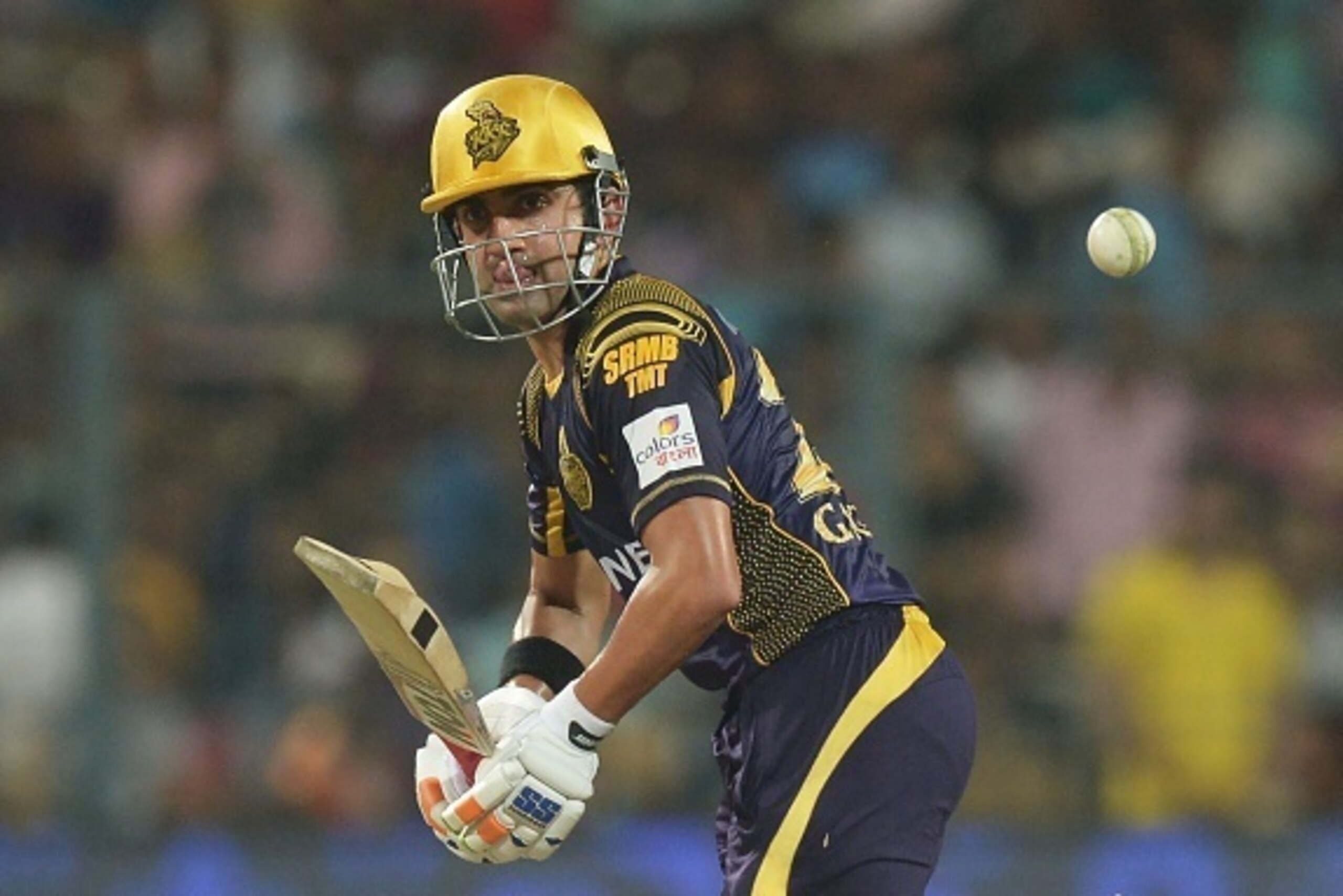 Kolkata Knight Riders captain Gautam Gambhir plays a shot during the 2016 Indian Premier League (IPL) Twenty20 cricket match between Kolkata Knight Riders and Delhi Daredevils at the Eden Gardens Cricket Stadium in Kolkata on April 10, 2016. ---- IMAGE RE