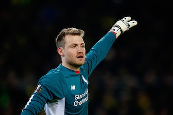 DORTMUND, NORTH RHINE-WESTPHALIA - APRIL 07:  Goalkeeper Simon Mignolet of Liverpool gestures during the UEFA Europa League quarter final first leg match between Borussia Dortmund and Liverpool at Signal Iduna Park on April 7, 2016 in Dortmund, Germany.  