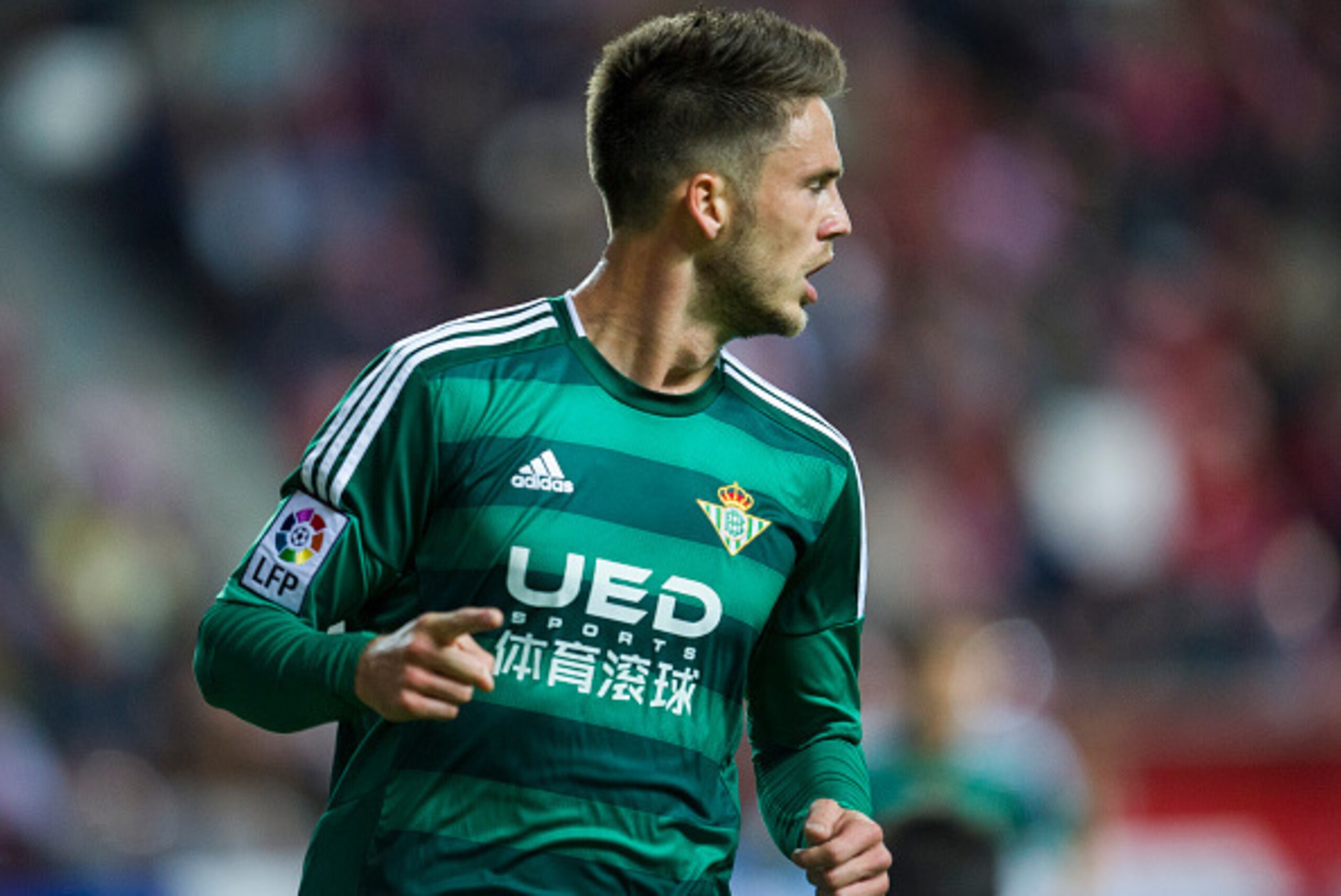 GIJON, SPAIN - DECEMBER 15:  Ricky van Wolfswinkel of Real Betis Balompie celebrates after scoring during the Copa del Rey Round of 32 match between Real Sporting de Gijon and Real Betis Balompie at Estadio El Molinon on December 15, 2015 in Gijon, Spain.