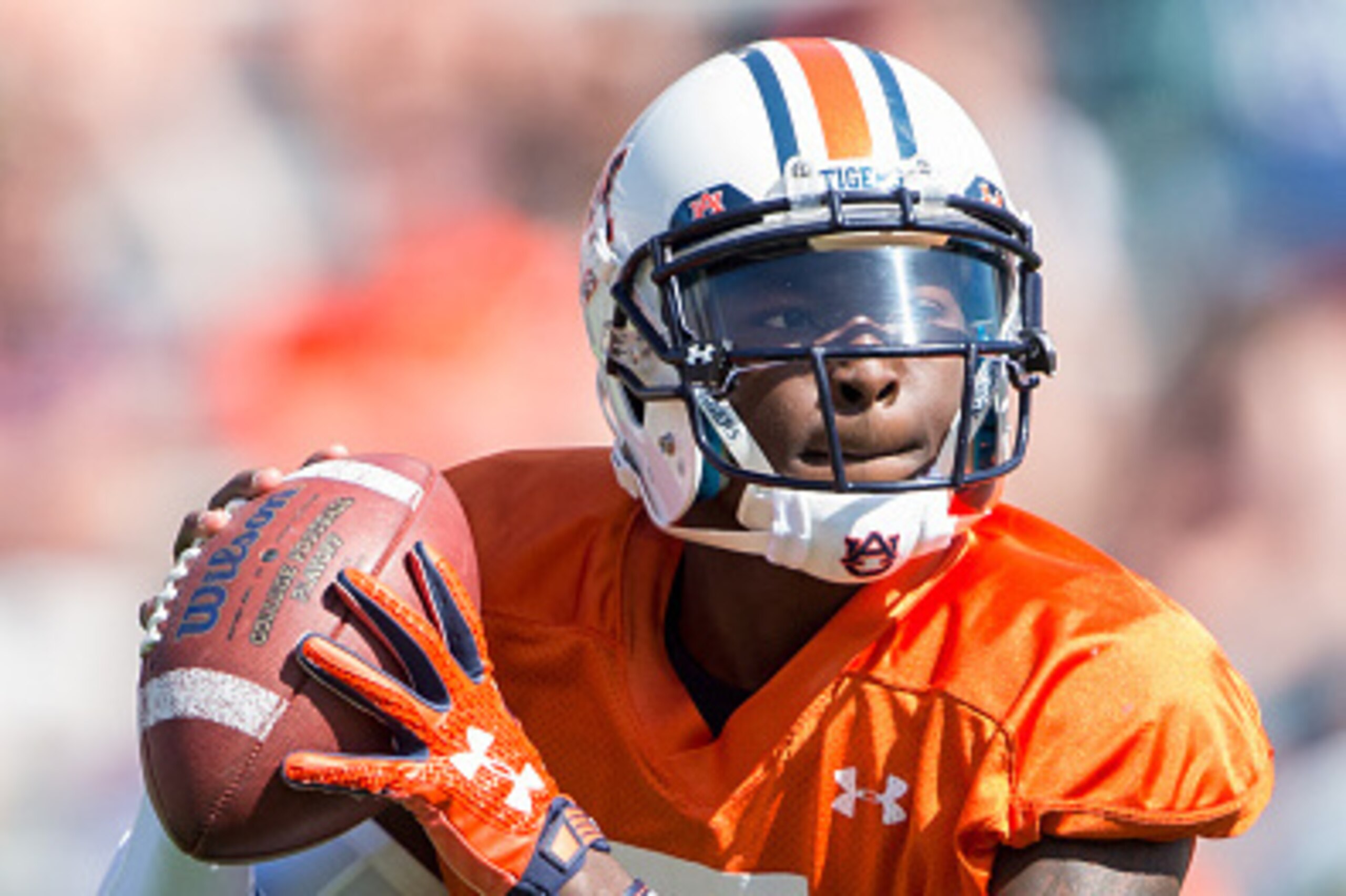AUBURN, AL - APRIL 9: Quarterback John Franklin III #5 of the Auburn Tigers during their spring game at Jordan Hare Stadium on April 9, 2016 in Auburn, Alabama. (Photo by Michael Chang/Getty Images)