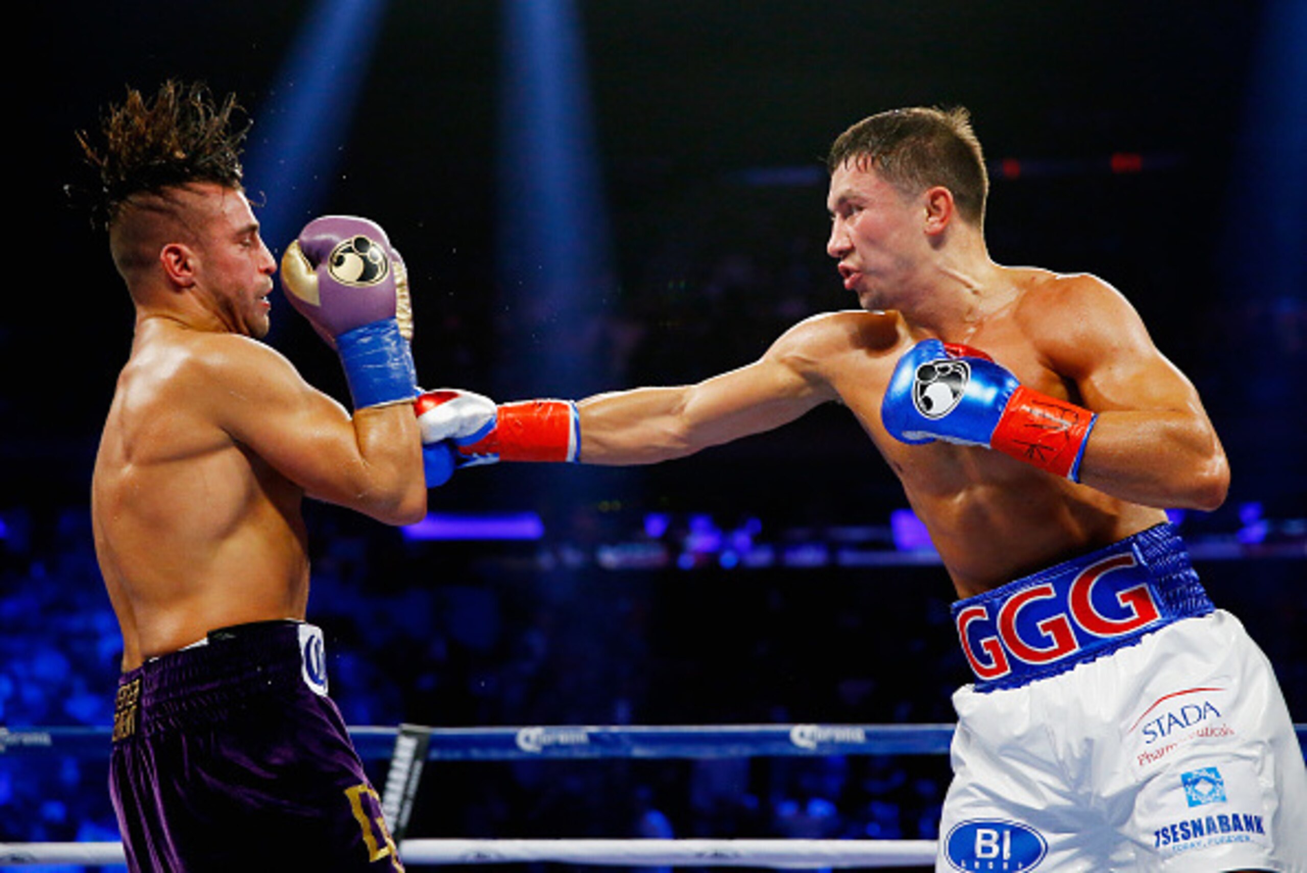 NEW YORK, NY - OCTOBER 17: Gennady Golovkin punches David Lemieux during their WBA/WBC interim/IBF middleweight title unification bout at Madison Square Garden on October 17, 2015 in New York City. (Photo by Al Bello/Getty Images) NEW YORK, NY - OCTOBER 17: Gennady Golovkin punches David Lemieux during their WBA/WBC interim/IBF middleweight title unification bout at Madison Square Garden on October 17, 2015 in New York City. (Photo by Al Bello/Getty Images)