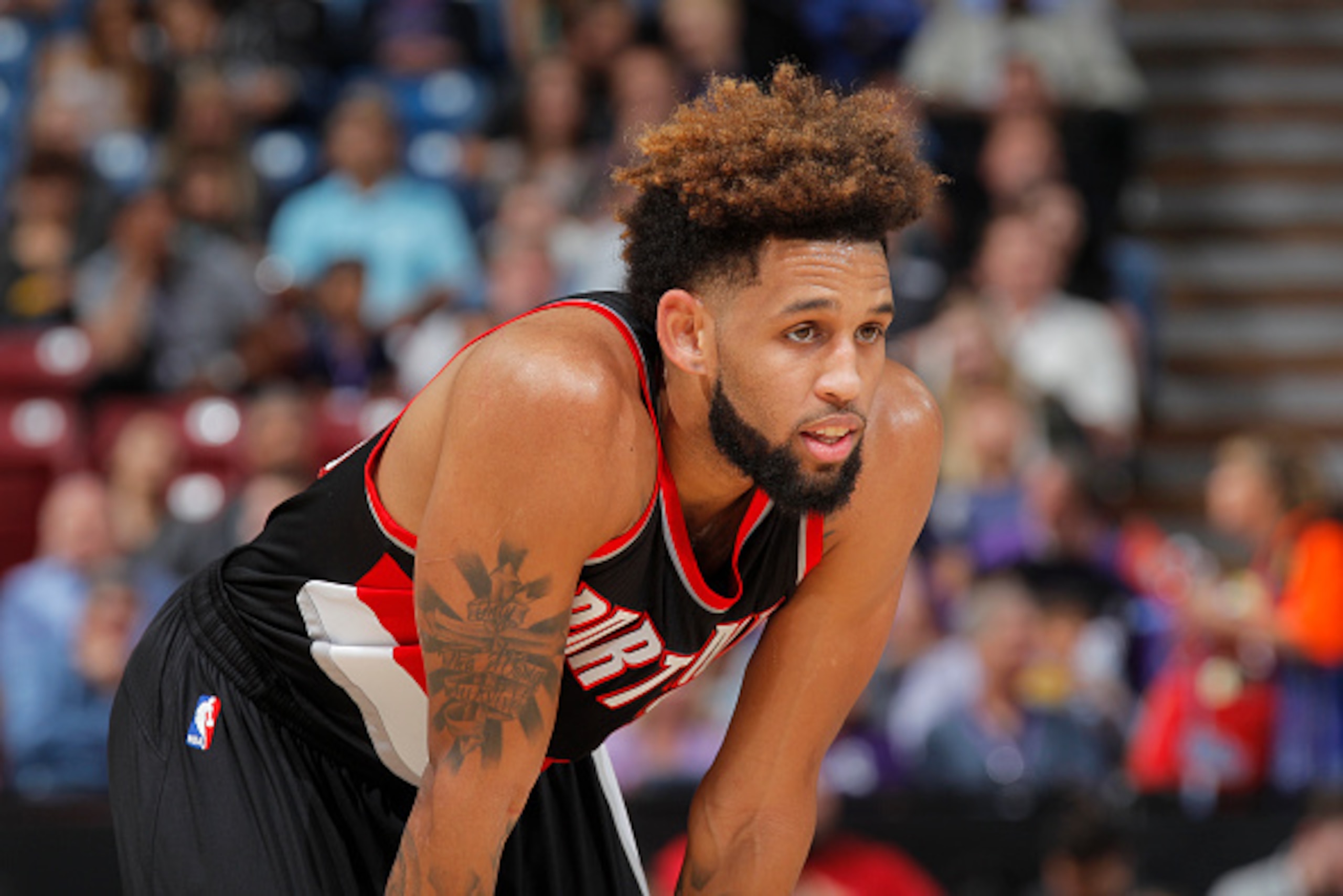 SACRAMENTO, CA - APRIL 5: Allen Crabbe #23 of the Portland Trail Blazers looks on during the game against the Sacramento Kings on April 5, 2016 at Sleep Train Arena in Sacramento, California. NOTE TO USER: User expressly acknowledges and agrees that, by d SACRAMENTO, CA - APRIL 5: Allen Crabbe #23 of the Portland Trail Blazers looks on during the game against the Sacramento Kings on April 5, 2016 at Sleep Train Arena in Sacramento, California. NOTE TO USER: User expressly acknowledges and agrees that, by d