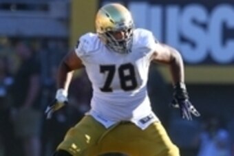 Nov 8, 2014; Tempe, AZ, USA; Notre Dame Fighting Irish offensive lineman Ronnie Stanley (78) against the Arizona State Sun Devils at Sun Devil Stadium. Arizona State defeated Notre Dame 55-31. Mandatory Credit: Mark J. Rebilas-USA TODAY Sports
