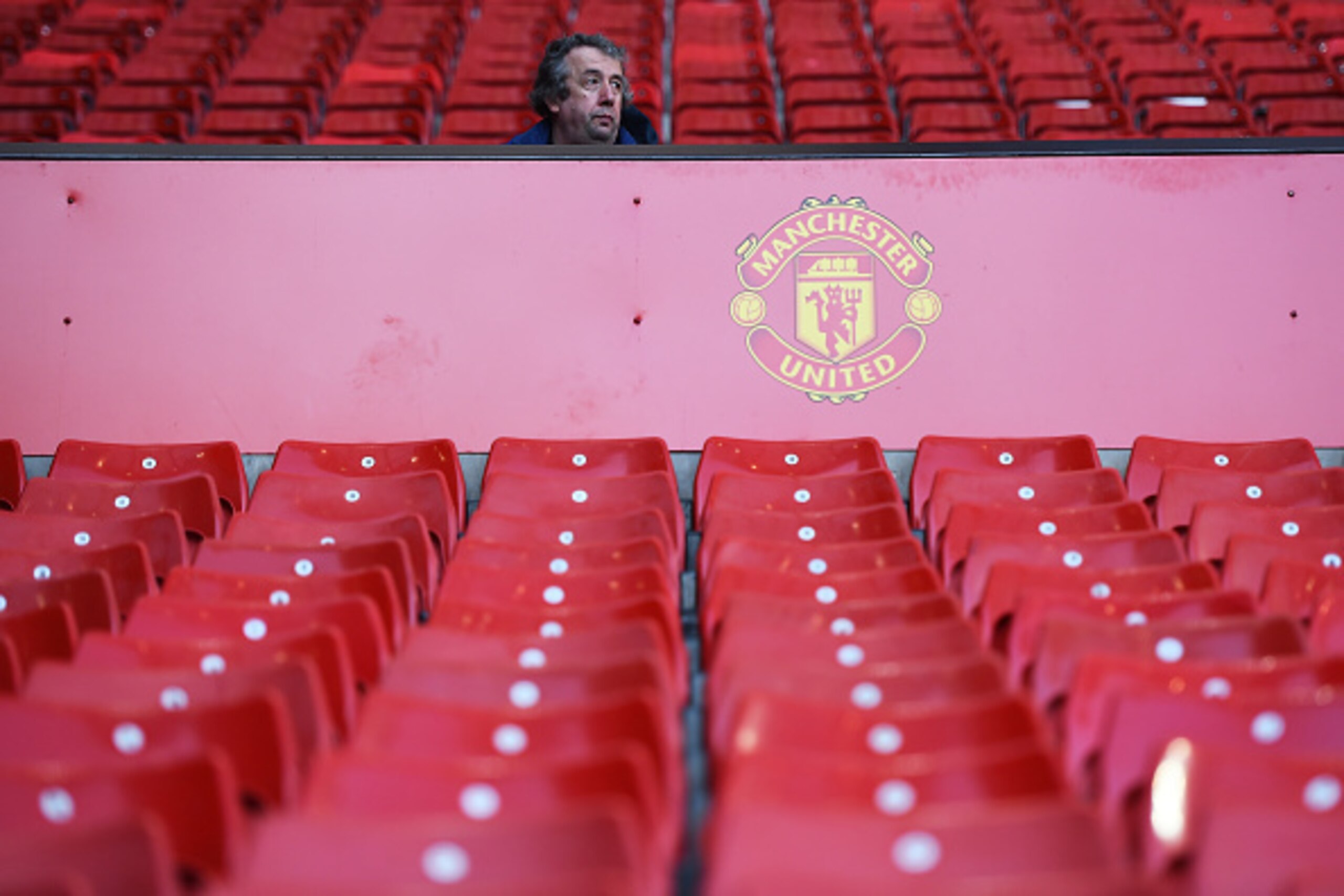 MANCHESTER, ENGLAND - APRIL 20: A supporter looks on prior to the Barclays Premier League match between Manchester United and Crystal Palace at Old Trafford on April 20, 2016 in Manchester, England.  (Photo by Laurence Griffiths/Getty Images)