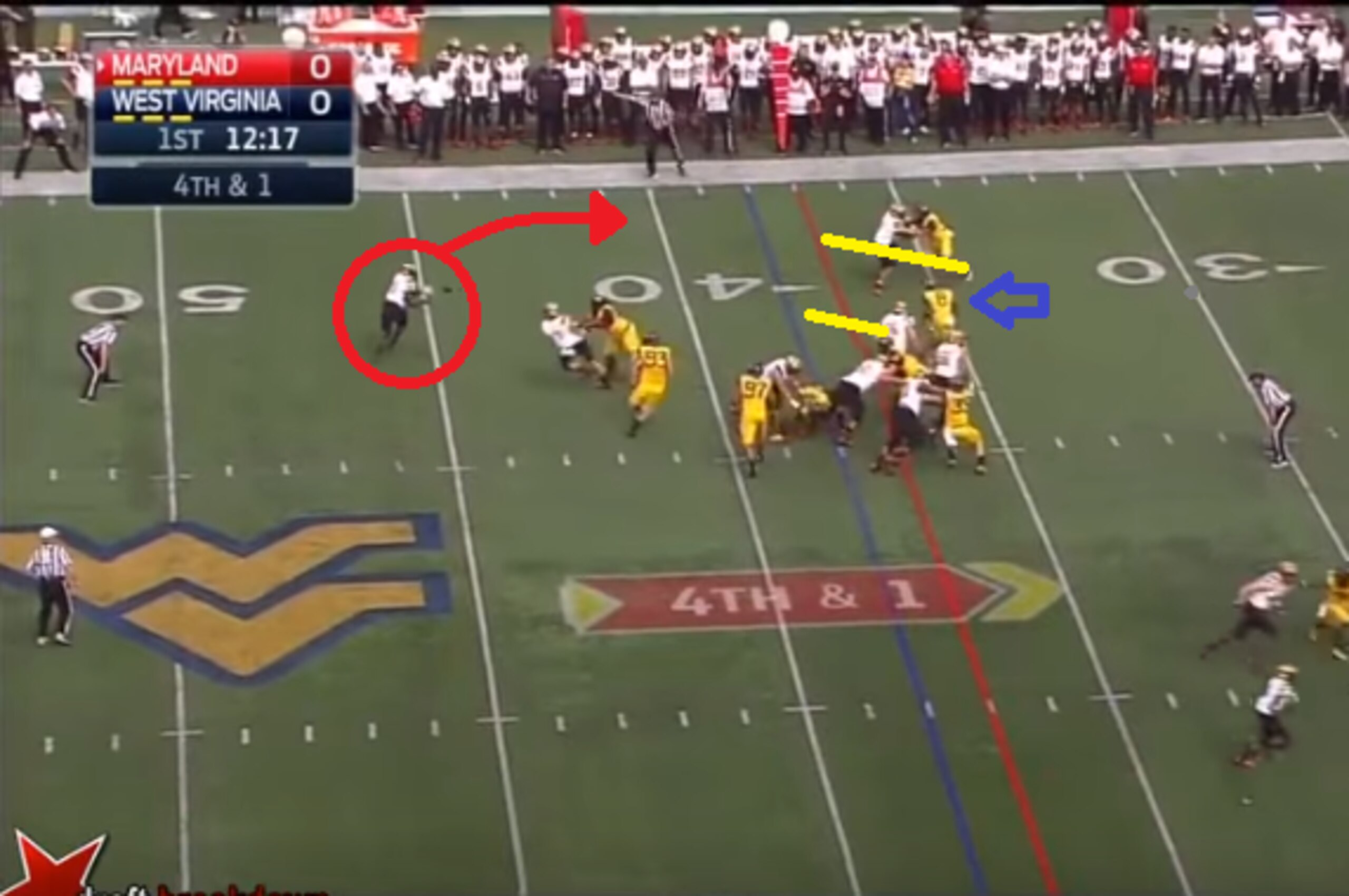 Joseph's angle on fourth down against Maryland
