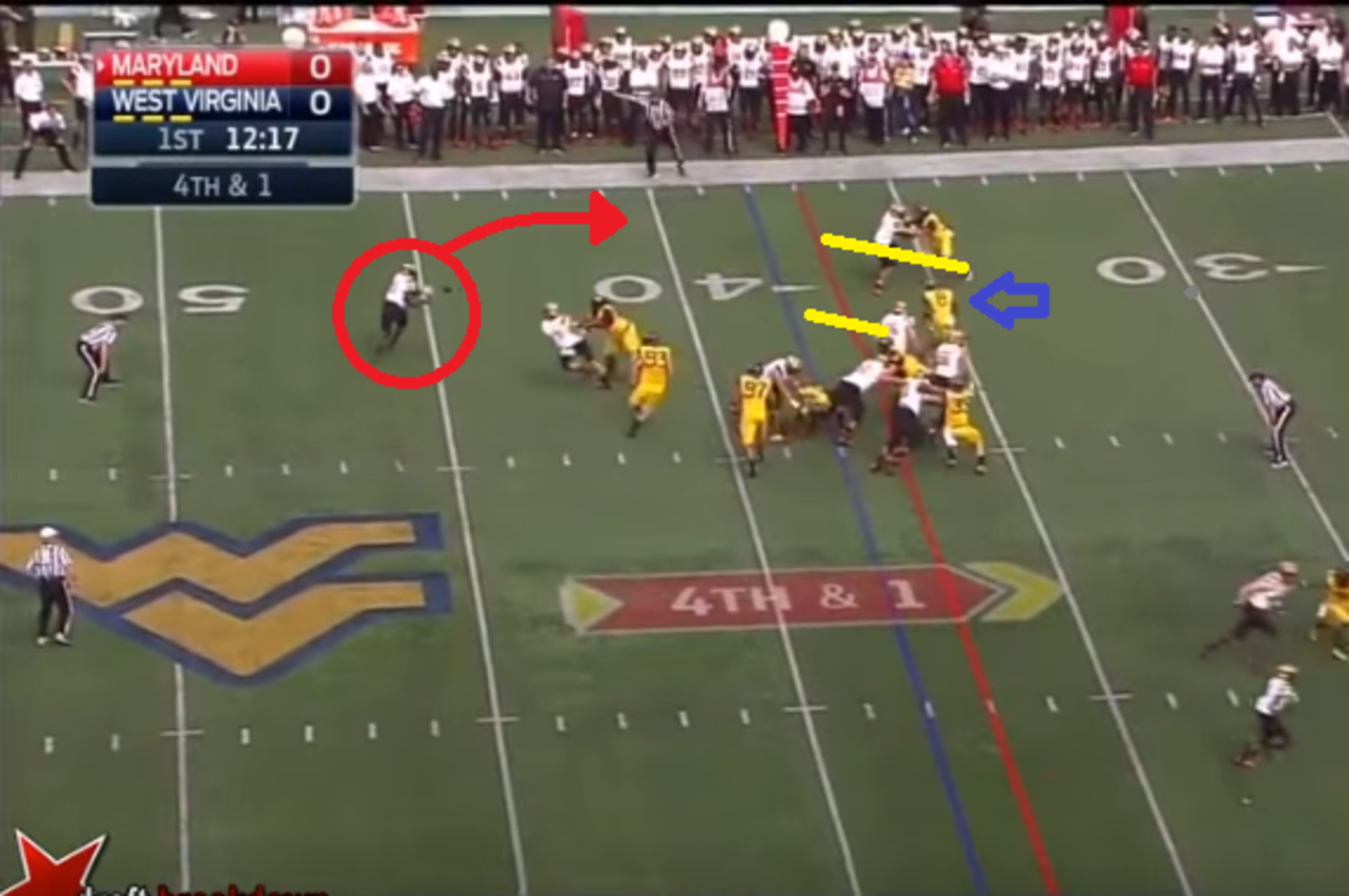Joseph's angle on fourth down against Maryland