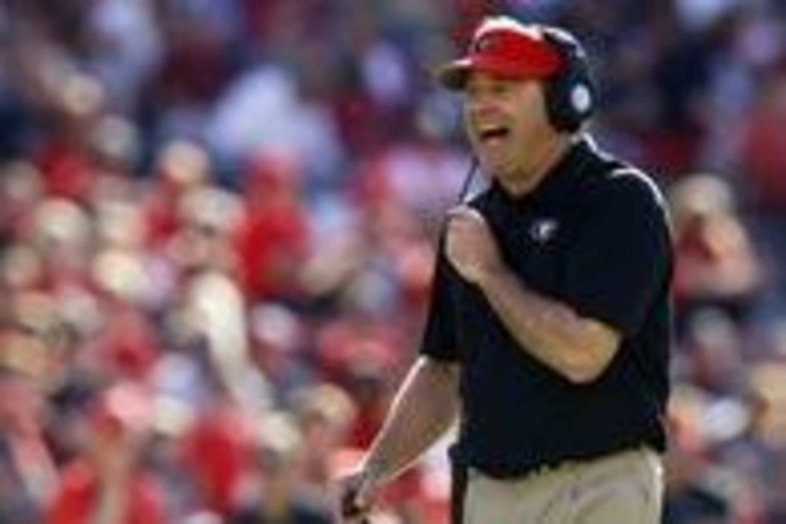 Apr 16, 2016; Athens, GA, USA; Georgia Bulldogs head coach Kirby Smart coaches during the second half of the spring game at Sanford Stadium. The Black team defeated the Red team 34-14. Mandatory Credit: Brett Davis-USA TODAY Sports
