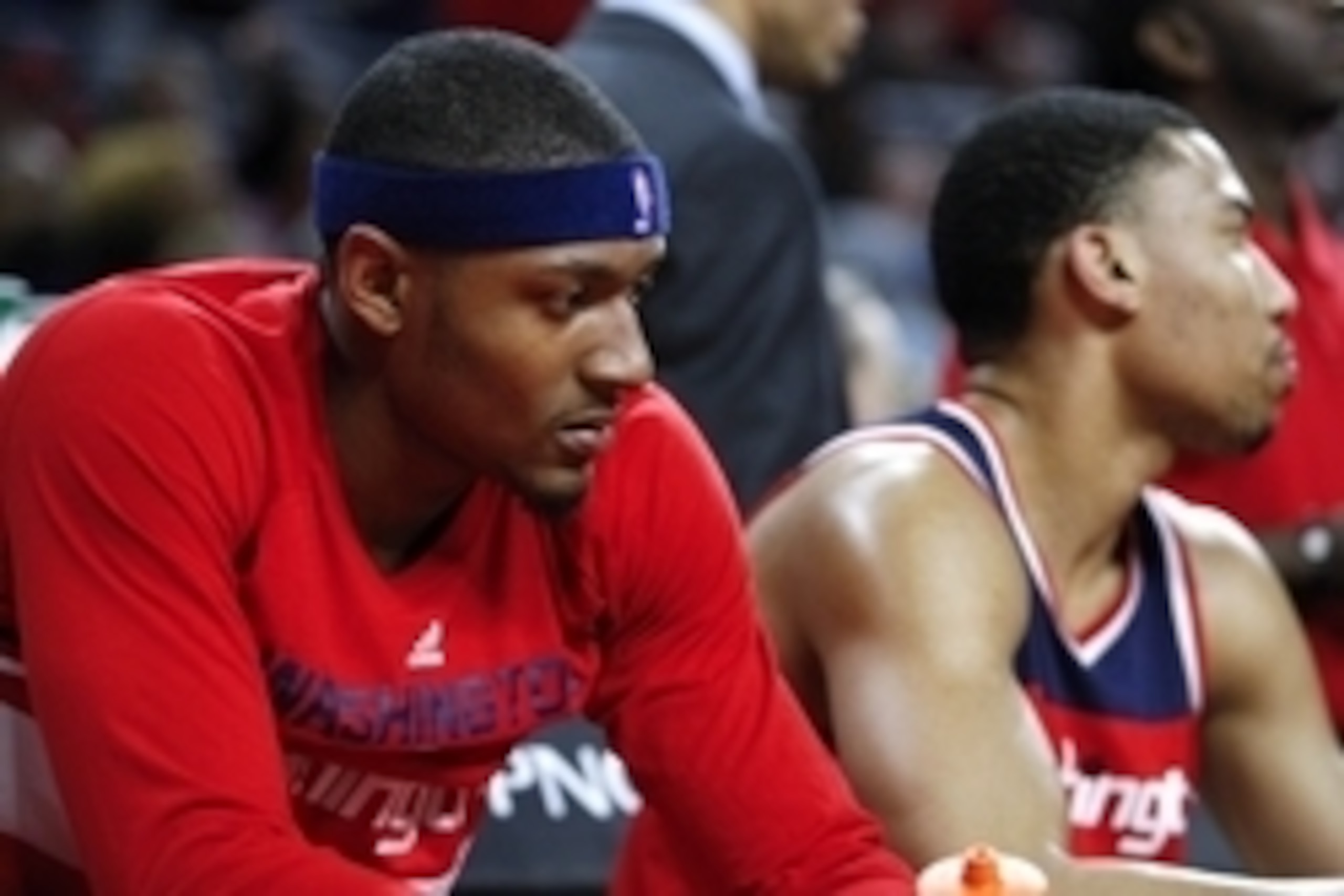 Apr 8, 2016; Auburn Hills, MI, USA; Washington Wizards guard Bradley Beal (3) sits on the bench and looks down during the third quarter against the Detroit Pistons at The Palace of Auburn Hills. Pistons win 112-99. Mandatory Credit: Raj Mehta-USA TODAY Sp Apr 8, 2016; Auburn Hills, MI, USA; Washington Wizards guard Bradley Beal (3) sits on the bench and looks down during the third quarter against the Detroit Pistons at The Palace of Auburn Hills. Pistons win 112-99. Mandatory Credit: Raj Mehta-USA TODAY Sp
