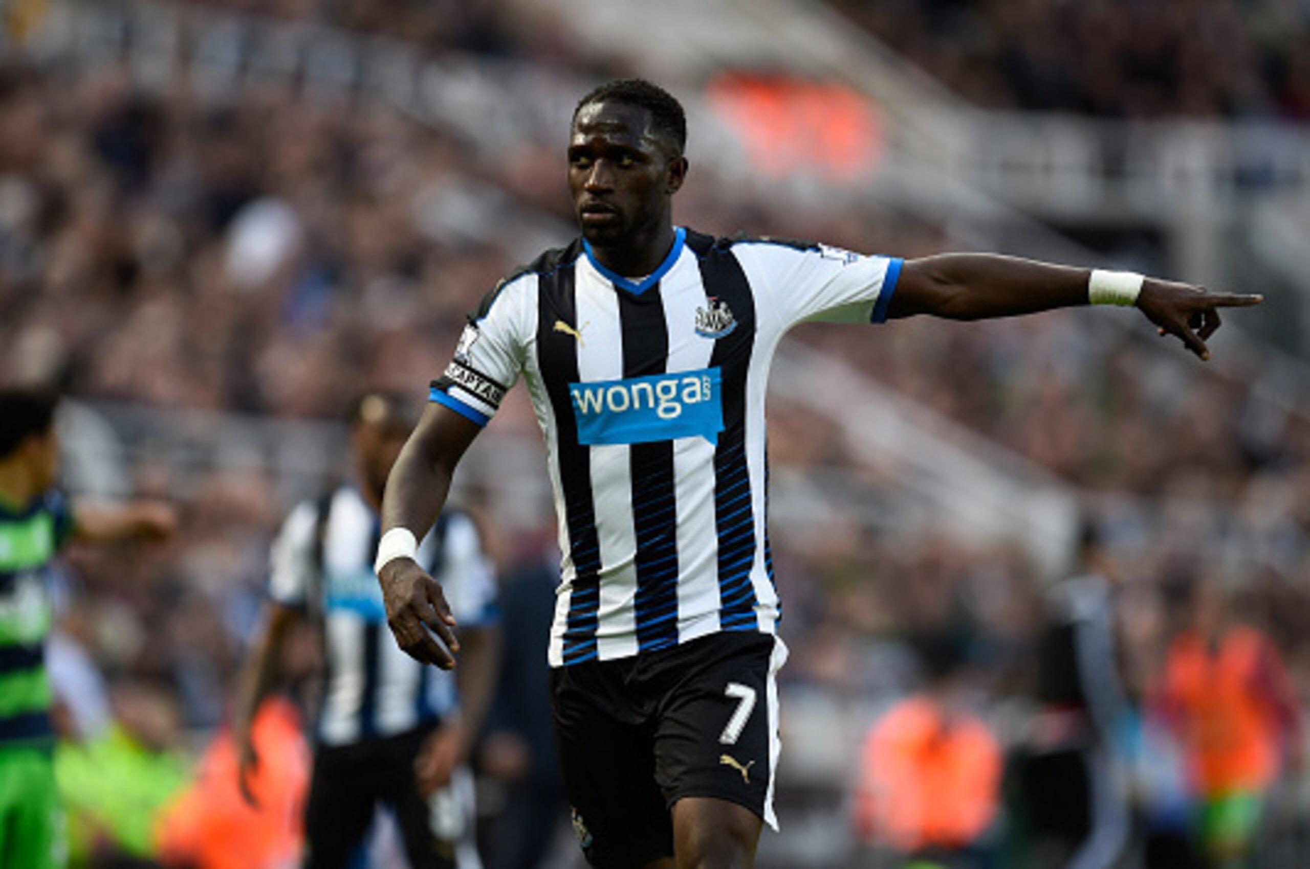 NEWCASTLE UPON TYNE, ENGLAND - APRIL 16:  Newcastle player Moussa Sissoko reacts during the Barclays Premier League match between Newcastle United and Swansea City at St James' Park on April 16, 2016 in Newcastle Upon Tyne, England.  (Photo by Stu Forster