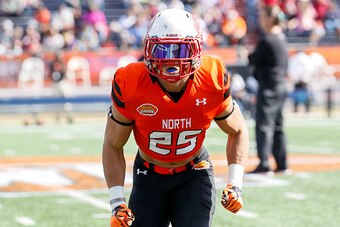 MOBILE, AL - JANUARY 30: Southern Utah Safety Miles Killebrew #25 of the North Team during the 2016 Resse's Senior Bowl at Ladd-Peebles Stadium on January 30, 2016 in Mobile, Alabama. The South defeated the North 27-16. (Photo by Don Juan Moore/Getty Imag