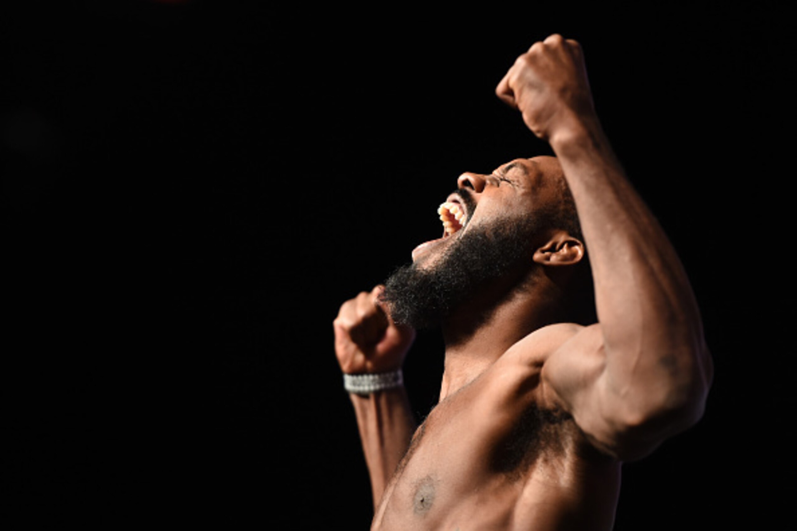 LAS VEGAS, NV - APRIL 22:  Jon Jones steps on the scale during the UFC 197 weigh-in at MGM Grand Garden Arena on April 22, 2016 in Las Vegas, Nevada. (Photo by Jeff Bottari/Zuffa LLC/Zuffa LLC via Getty Images)