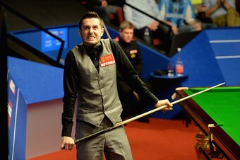 SHEFFIELD, ENGLAND - APRIL 19:  Mark Selby reacts after beating Robert Milkins during their first round match of the World Snooker Championship at Crucible Theatre on April 19, 2016 in Sheffield, England.  (Photo by Gareth Copley/Getty Images)