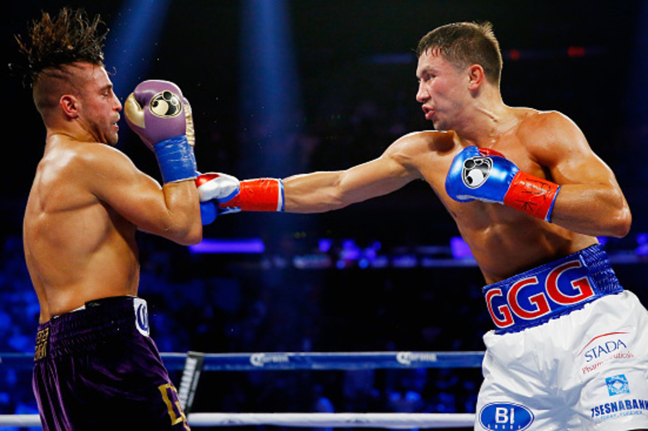 NEW YORK, NY - OCTOBER 17:  Gennady Golovkin punches David Lemieux during their WBA/WBC interim/IBF middleweight title unification bout at Madison Square Garden on October 17, 2015 in New York City.  (Photo by Al Bello/Getty Images)