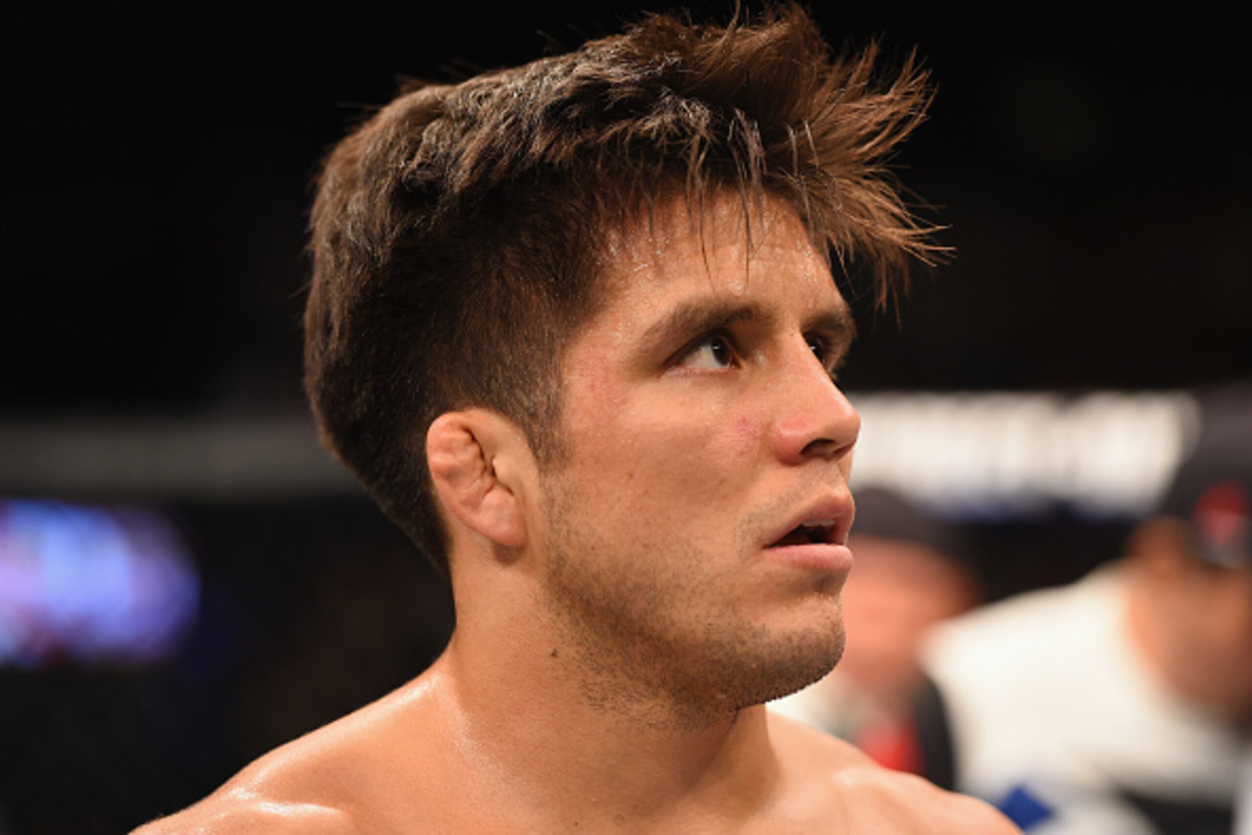 LAS VEGAS, NV - APRIL 23:  Henry Cejudo reacts to his loss to Demetrious Johnson after their flyweight championship bout during the UFC 197 event inside MGM Grand Garden Arena on April 23, 2016 in Las Vegas, Nevada.  (Photo by Josh Hedges/Zuffa LLC/Zuffa 