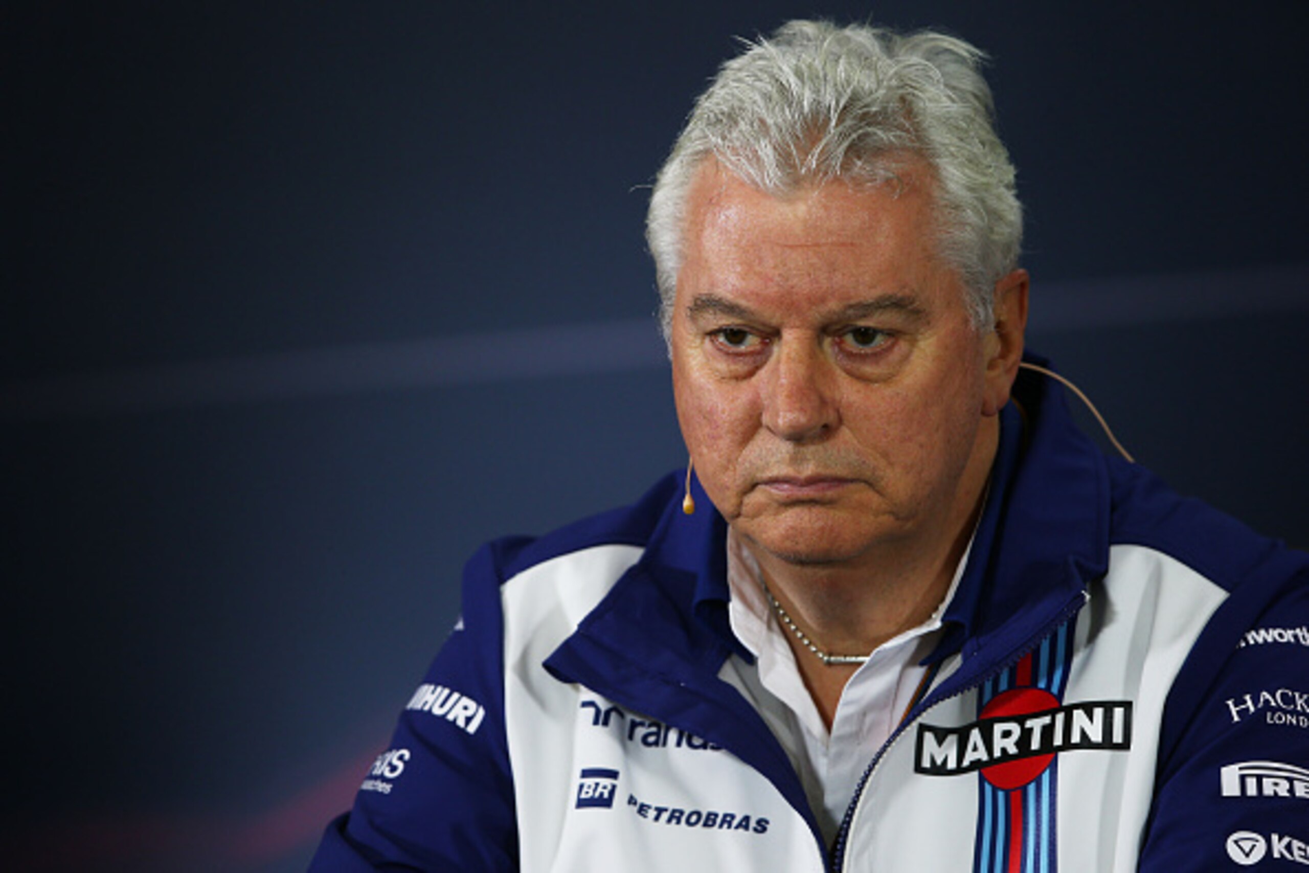 SHANGHAI, CHINA - APRIL 10:   Pat Symonds, Chief Technical Officer of Williams F1 looks on in a press conference after practice for the Formula One Grand Prix of China at Shanghai International Circuit on April 10, 2015 in Shanghai, China.  (Photo by Mark