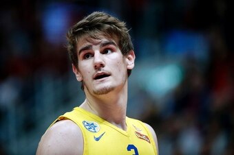 Maccabi Tel Aviv's Croatian player Dragen Bender reacts during a Winner League match between Maccabi Tel Aviv and Hapoel Jerusalem at the Pais Arena in Jerusalem on March 21, 2016.

Dragan Bender's name is not yet well known beyond hardcore basketball fan