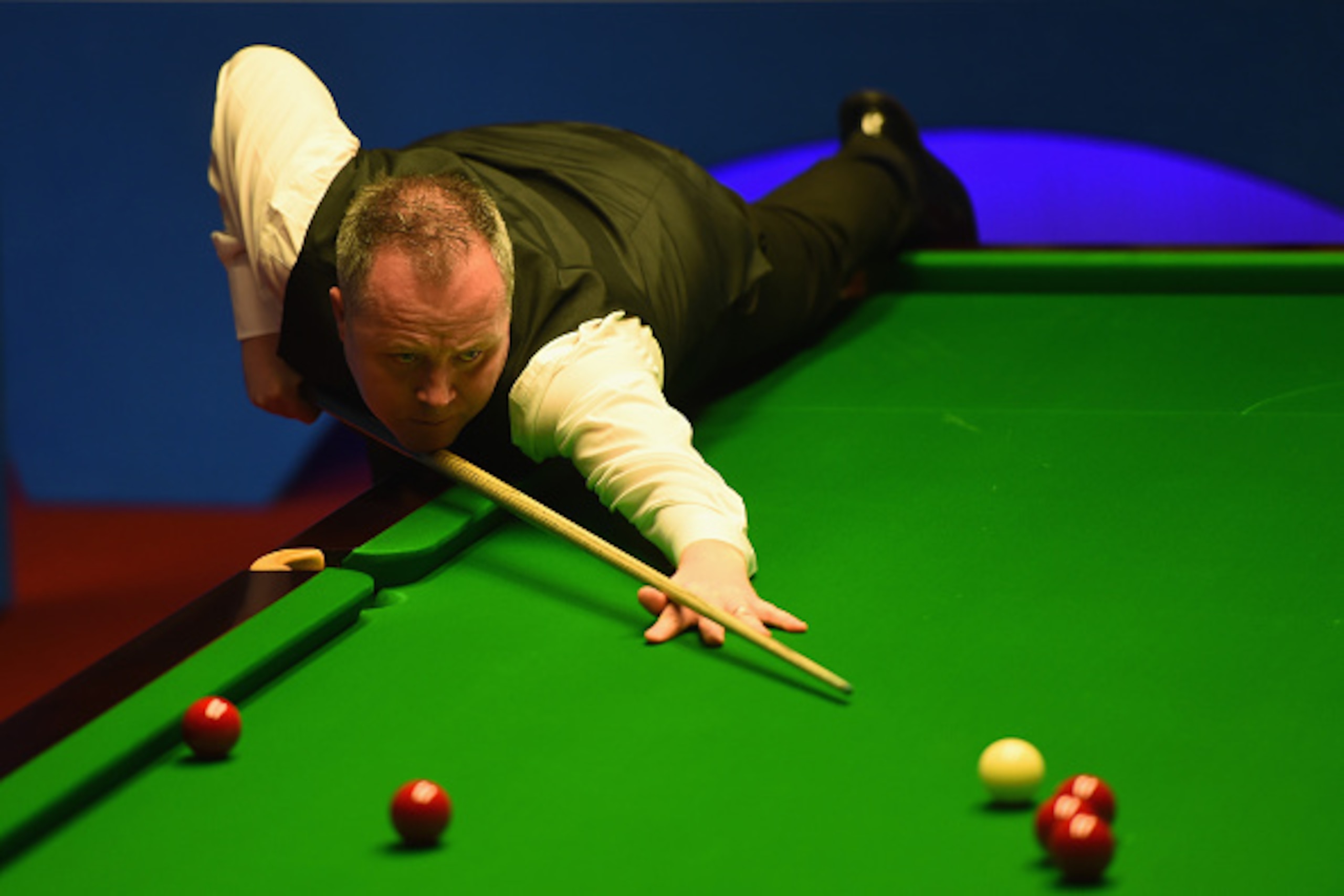 SHEFFIELD, ENGLAND - APRIL 26:  John Higgins of Scotland in action during his quarter final match against Alan McManus of Scotland on day eleven of the World Championship Snooker at Crucible Theatre on April 26, 2016 in Sheffield, England.  (Photo by Laur