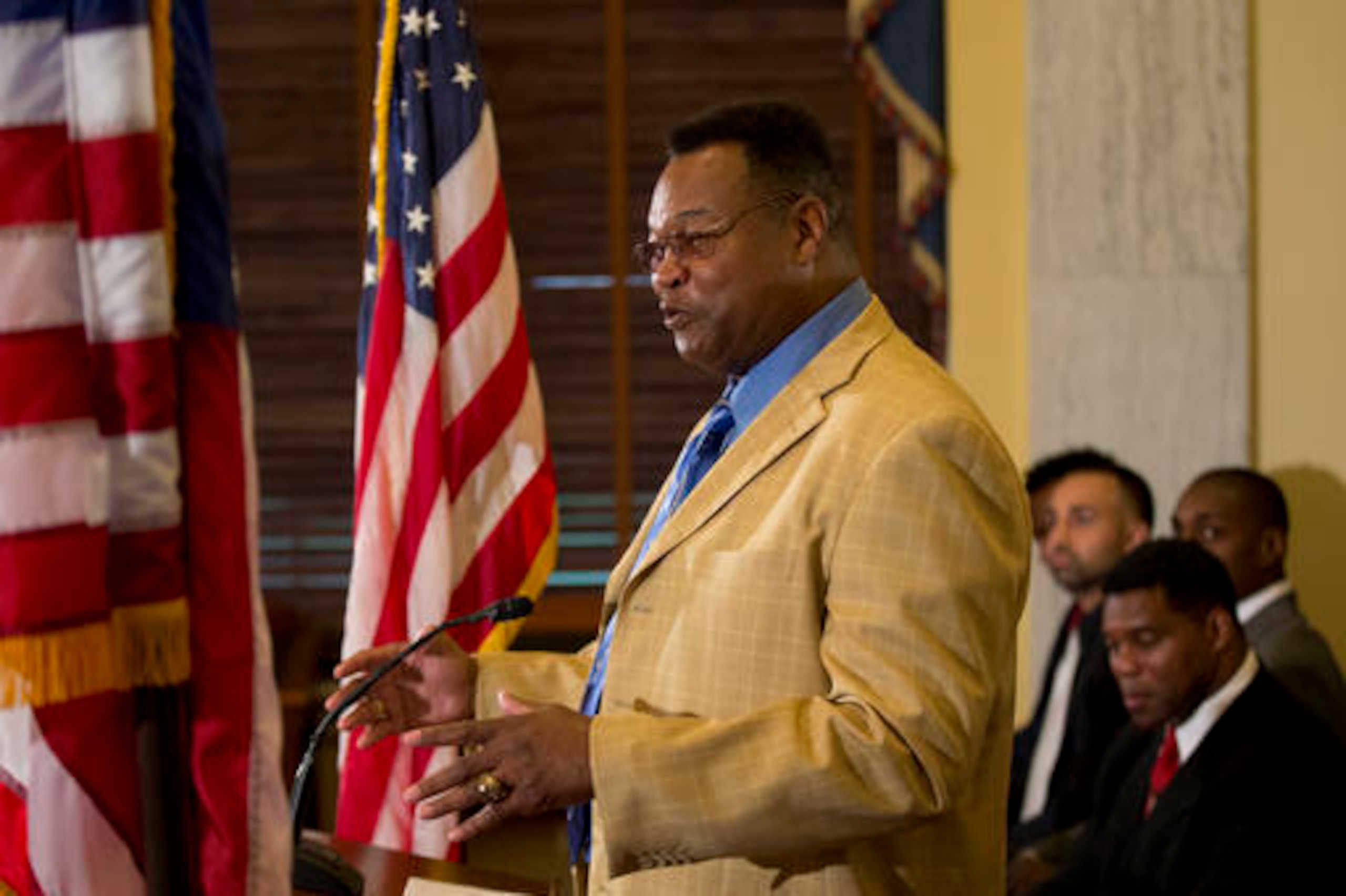 Former heavyweight boxing champion Larry Holmes addressed fighter brain health Tuesday on Capitol Hill.