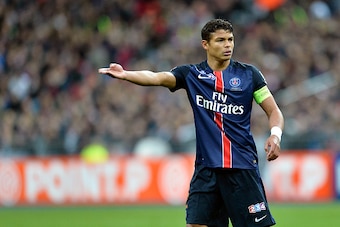 PARIS, FRANCE - APRIL 23:  Thiago Silva of Paris Saint-Germain reacts during the French Cup Final game between Paris Saint-Germain and Llosc Lille at Stade de France on April 23, 2016 in Paris, France.  (Photo by Aurelien Meunier/Getty Images)