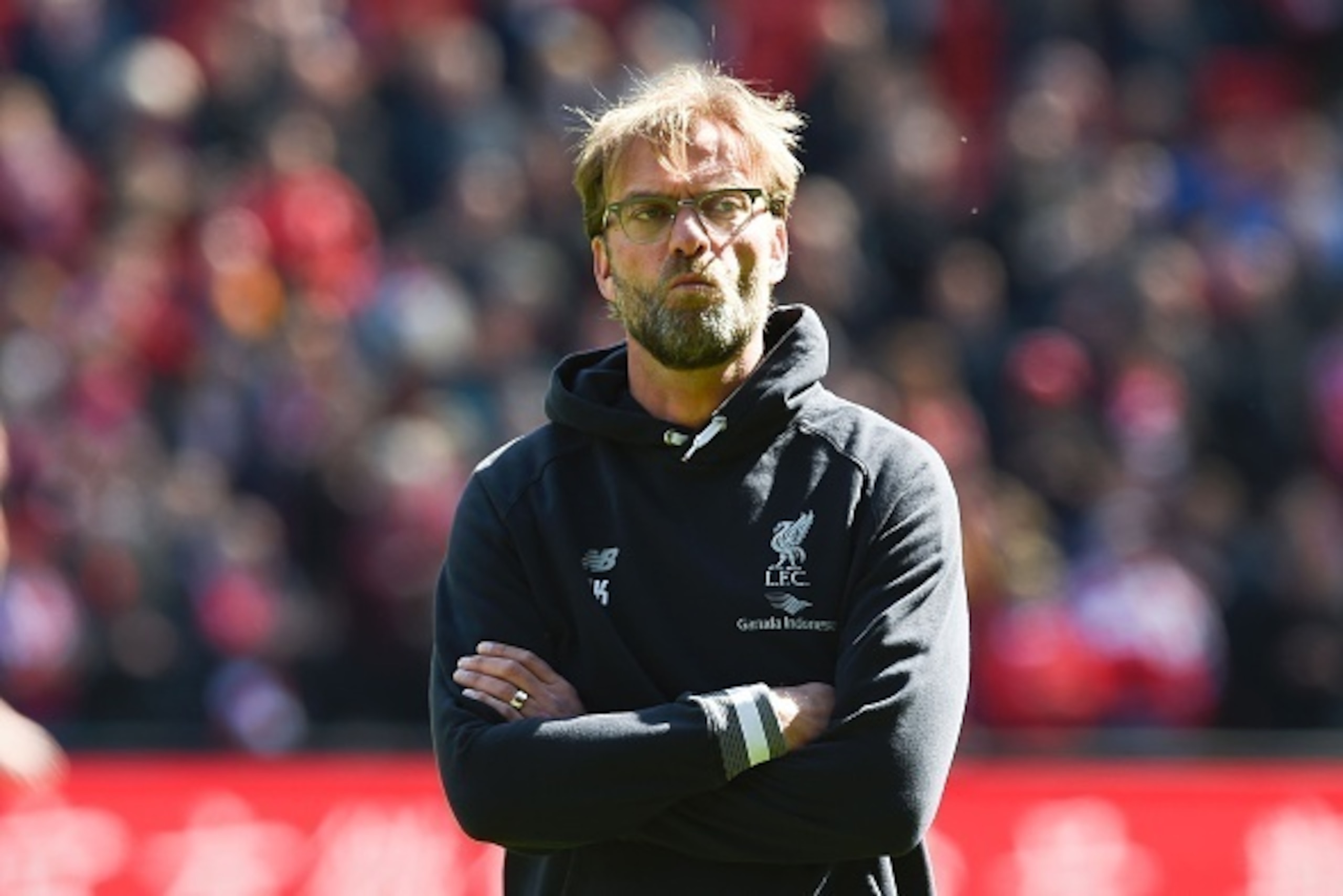 Liverpool's German manager Jurgen Klopp arrives for the English Premier League football match between Liverpool and Newcastle United at Anfield in Liverpool, north west England on April 23, 2016. / AFP / PAUL ELLIS / RESTRICTED TO EDITORIAL USE. No use wi