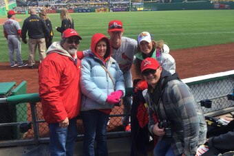 Left to right: dad Phil, mom Becky, Jeremy, sister Danielle and her husband Keith (2016 Opening Day in Pittsburgh)