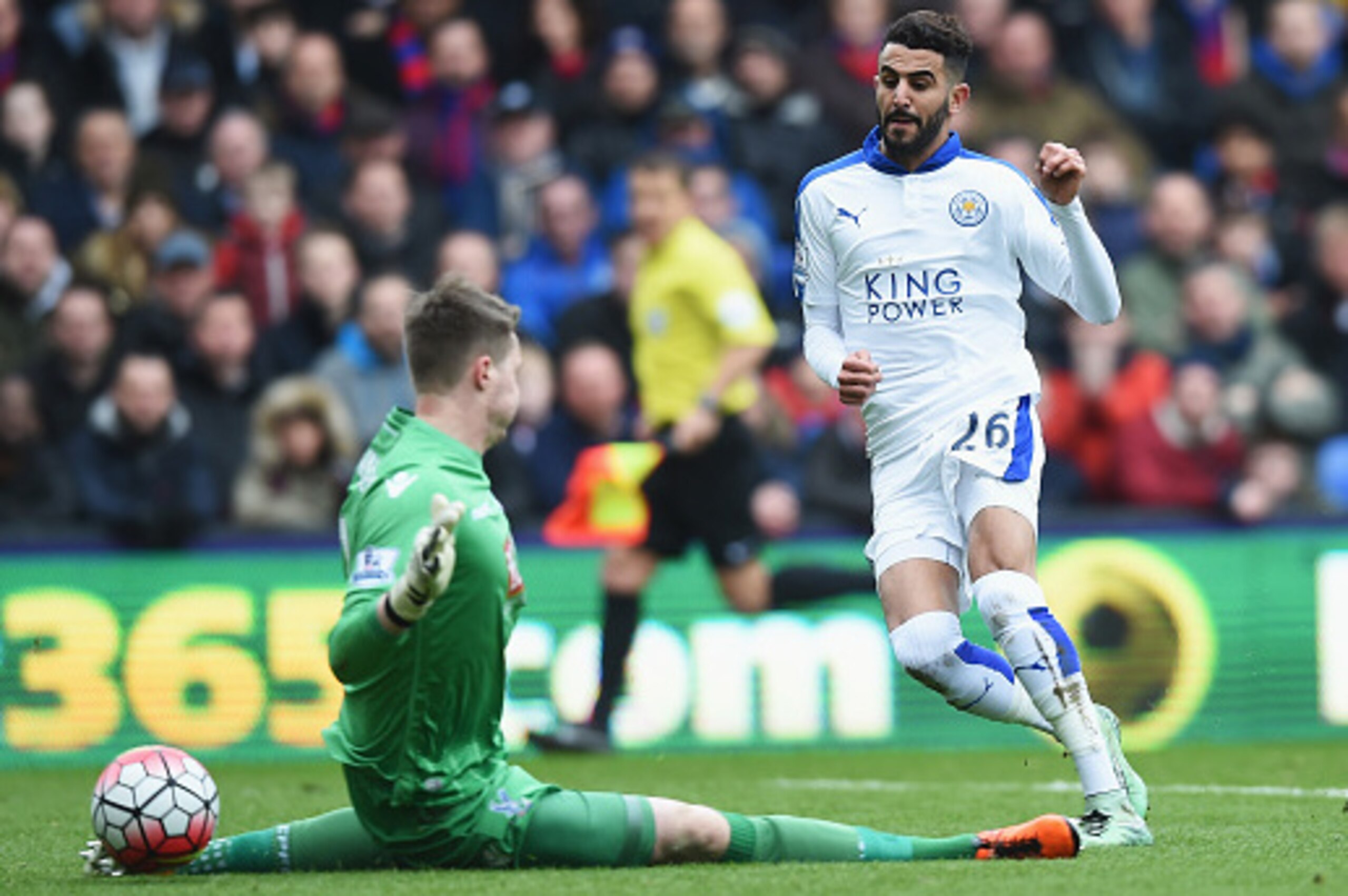 LONDON, ENGLAND - MARCH 19: Riyad Mahrez of Leicester City shoots at goal during the Barclays Premier League match between Crystal Palace and Leicester City at Selhurst Park on March 19, 2016 in London, United Kingdom. (Photo by Michael Regan/Getty Imag LONDON, ENGLAND - MARCH 19: Riyad Mahrez of Leicester City shoots at goal during the Barclays Premier League match between Crystal Palace and Leicester City at Selhurst Park on March 19, 2016 in London, United Kingdom. (Photo by Michael Regan/Getty Imag