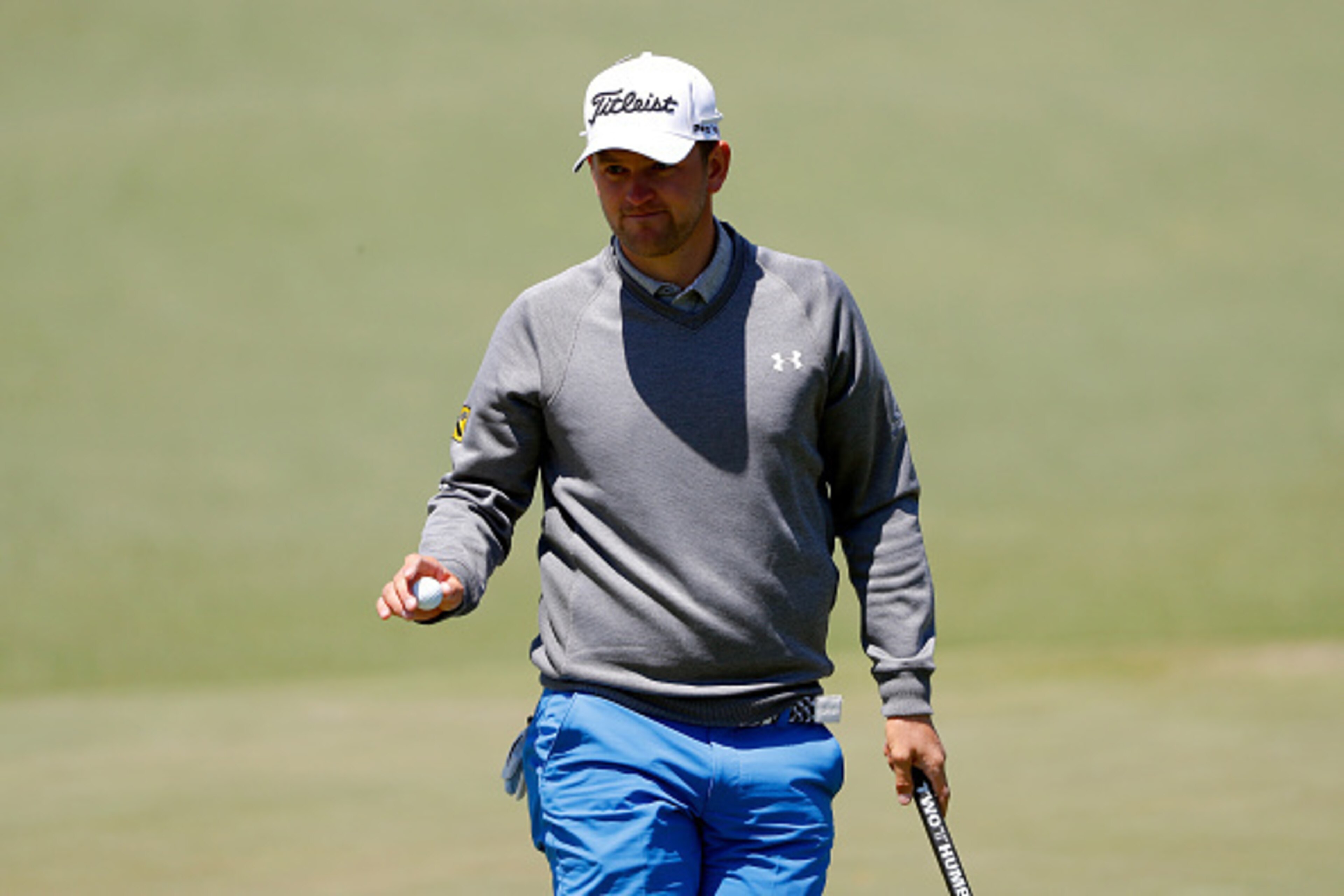 AUGUSTA, GEORGIA - APRIL 09:  Bernd Wiesberger of Austria reacts to his birdie on the second green during the third round of the 2016 Masters Tournament at Augusta National Golf Club on April 9, 2016 in Augusta, Georgia.  (Photo by Kevin C. Cox/Getty Imag